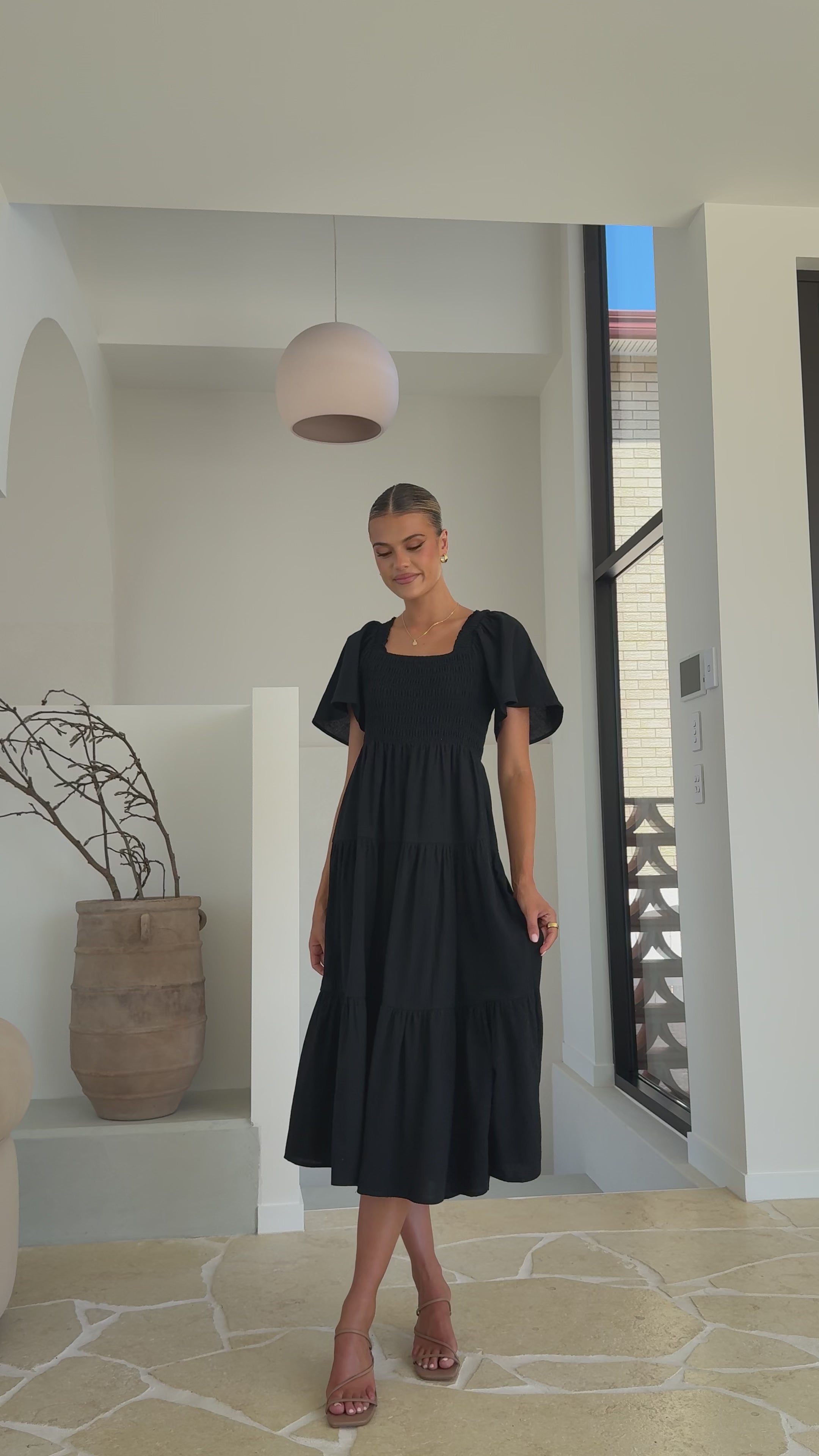Load video: Tyra Midi Dress - Black - Billy J