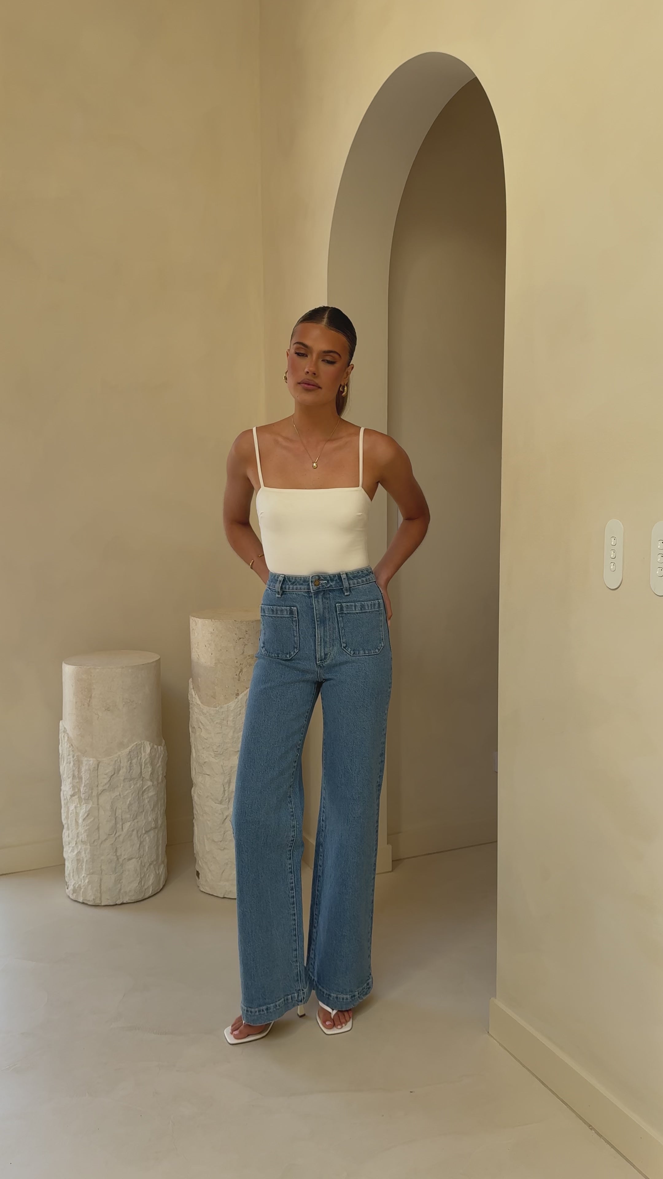 Load video: Amos Bodysuit - White - Billy J