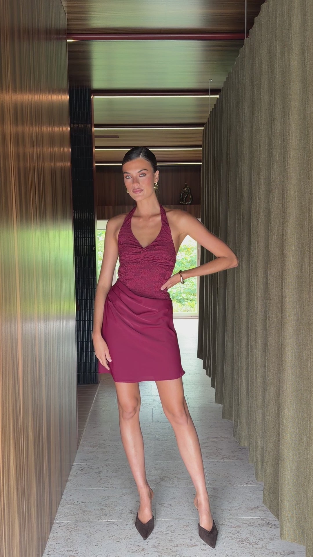 Samira Mini Dress - Wine - Billy J