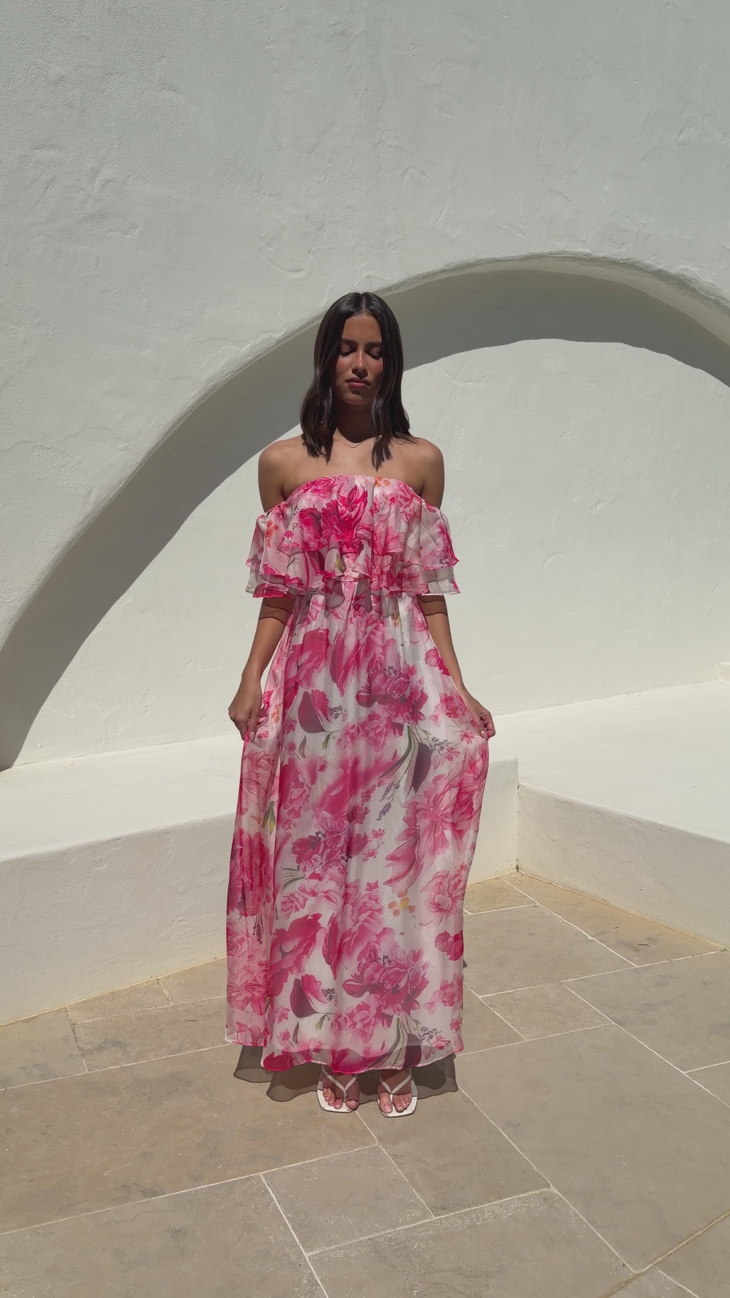 Adele Maxi Dress - Pink Floral - Billy J