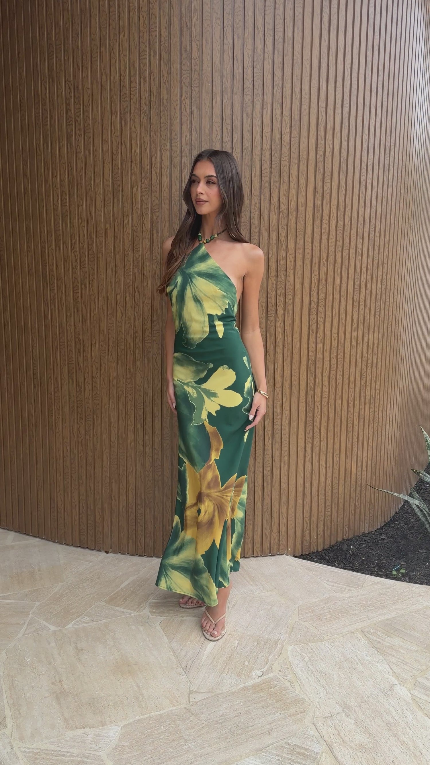 Kiani Maxi Dress - Green Floral - Billy J