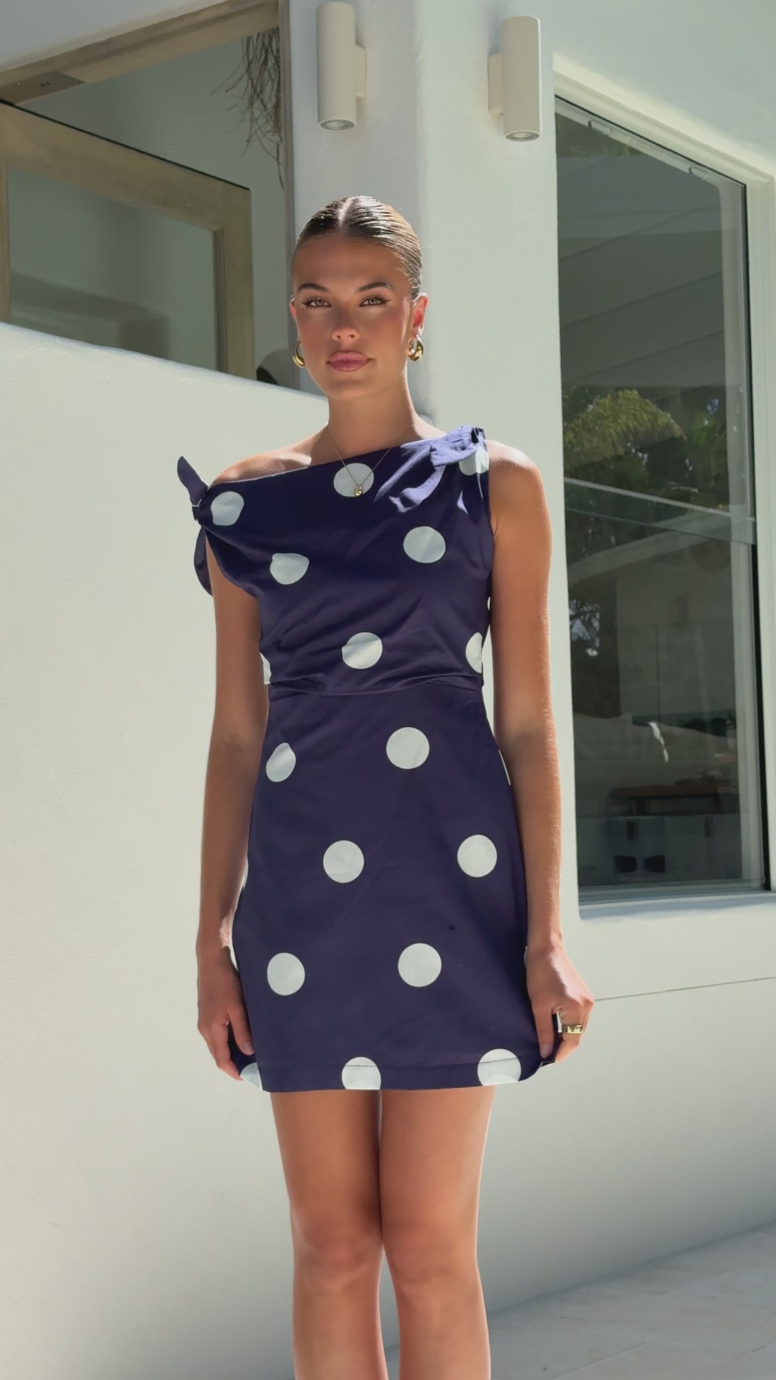 Ebbe Mini Dress - Navy/White Polka - Billy J