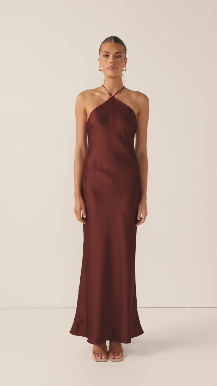 Load video: Chiara Maxi Dress - Brown - Billy J