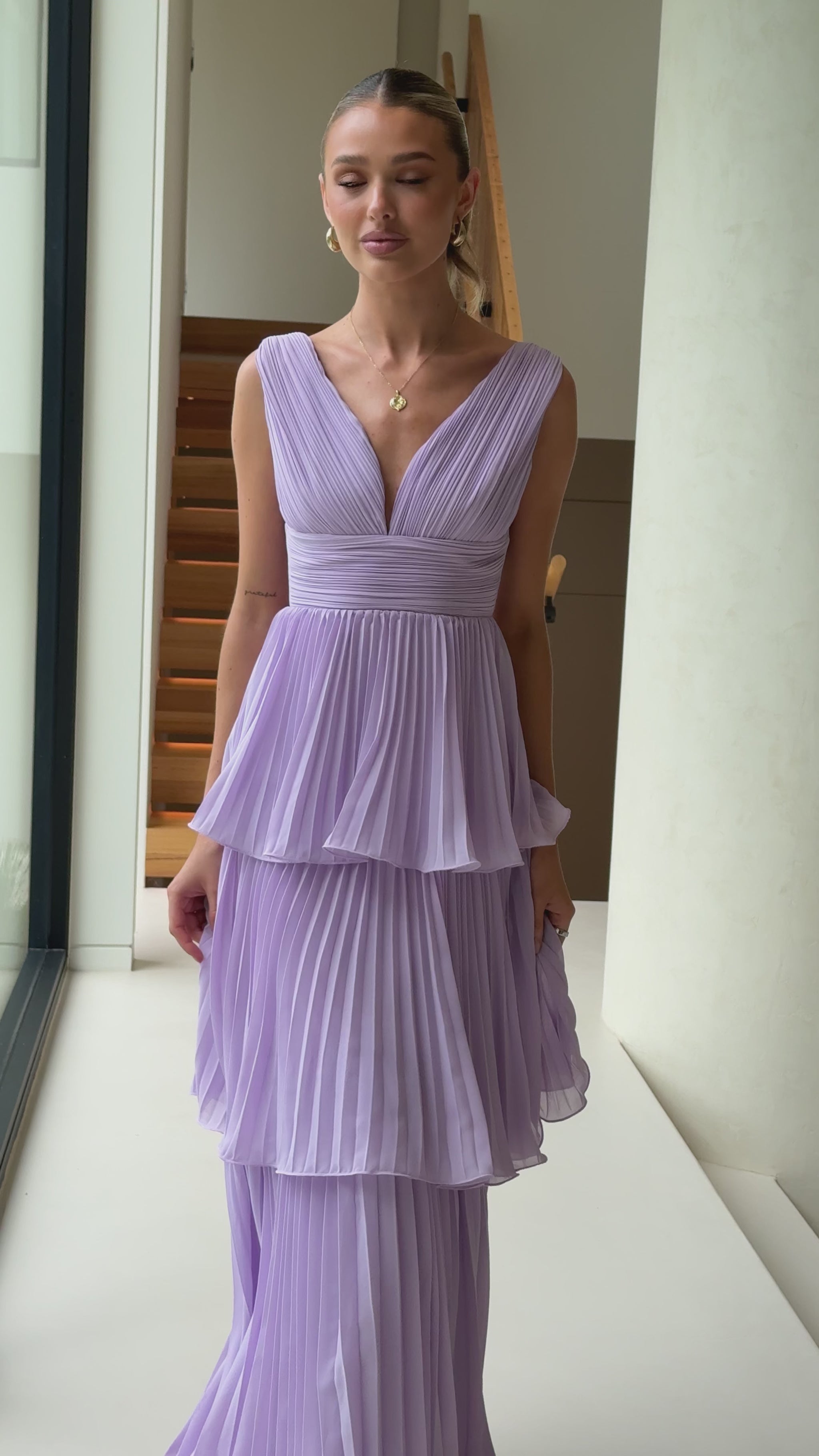Kaelan Tiered Maxi Dress - Lilac - Billy J