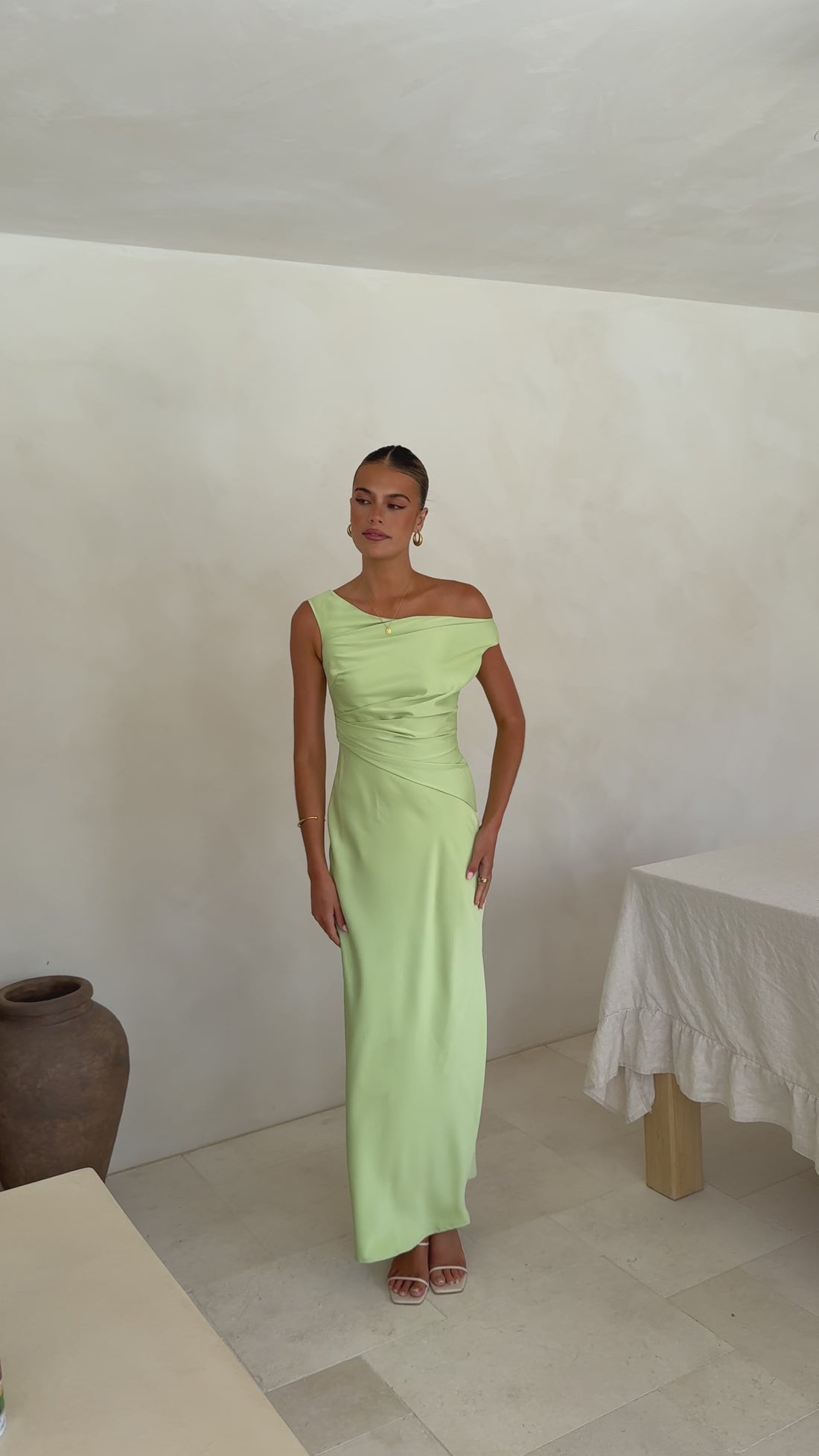 Auria Off Shoulder Maxi Dress - Key Lime - Billy J