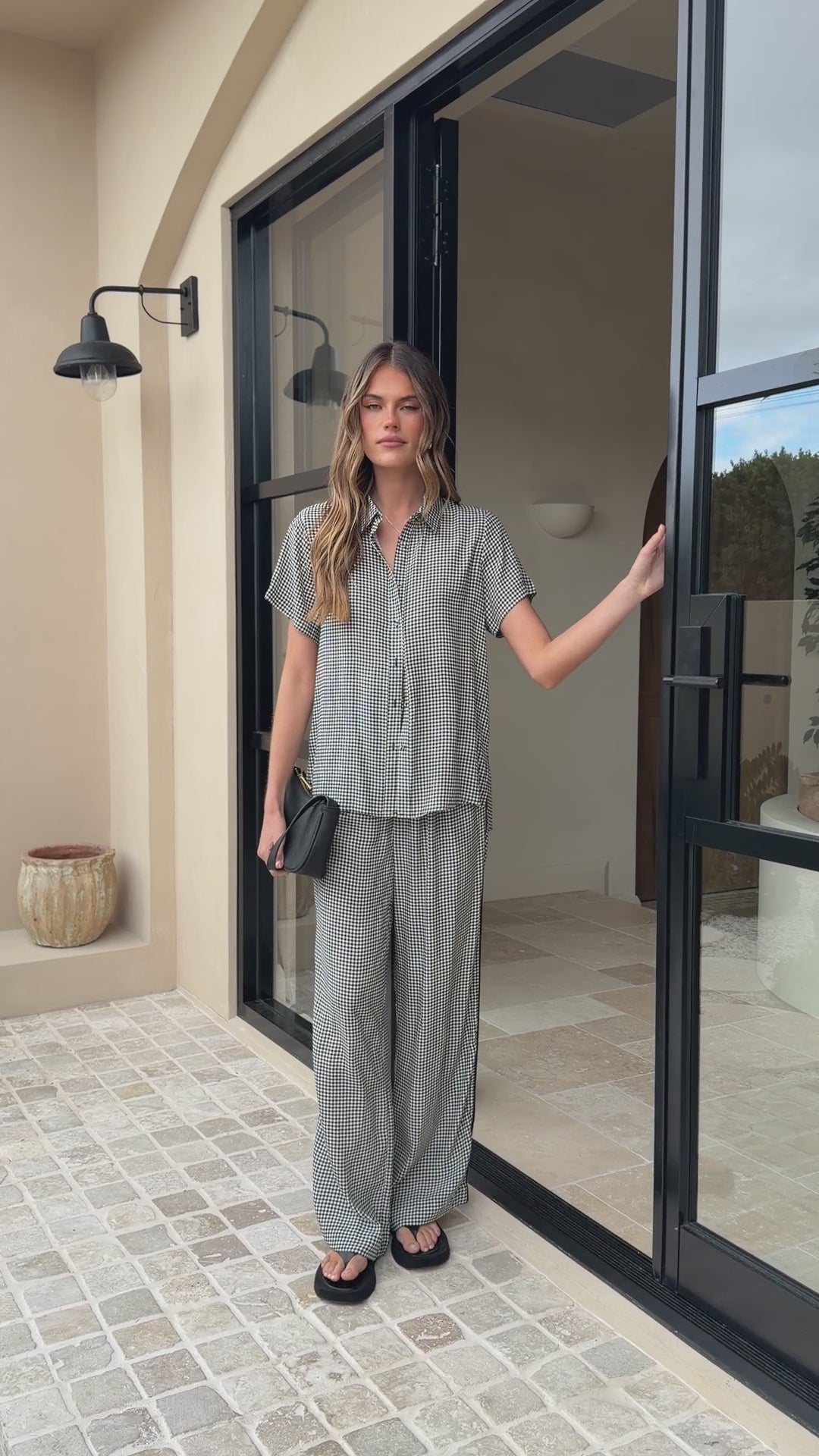 Load video: Zoelle Button Up Shirt - Black Gingham - Billy J