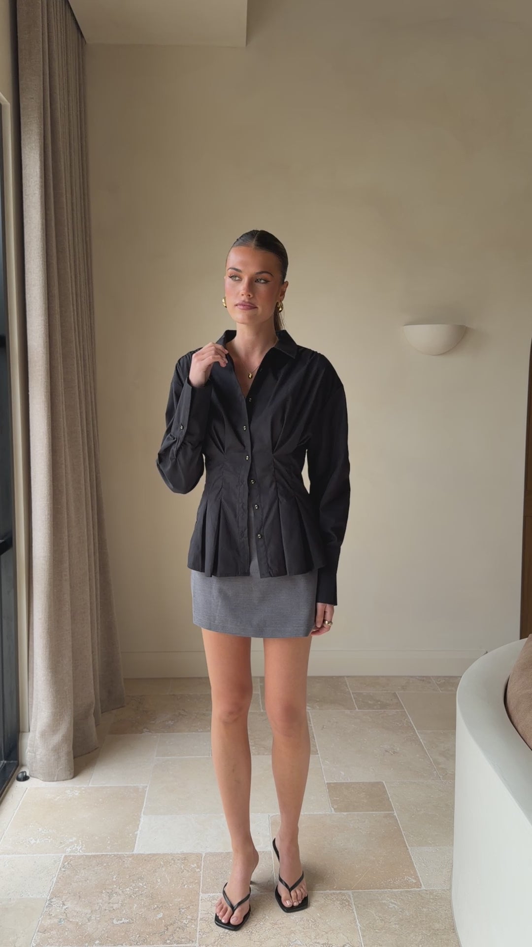 Riley Long Sleeve Top - Black - Billy J