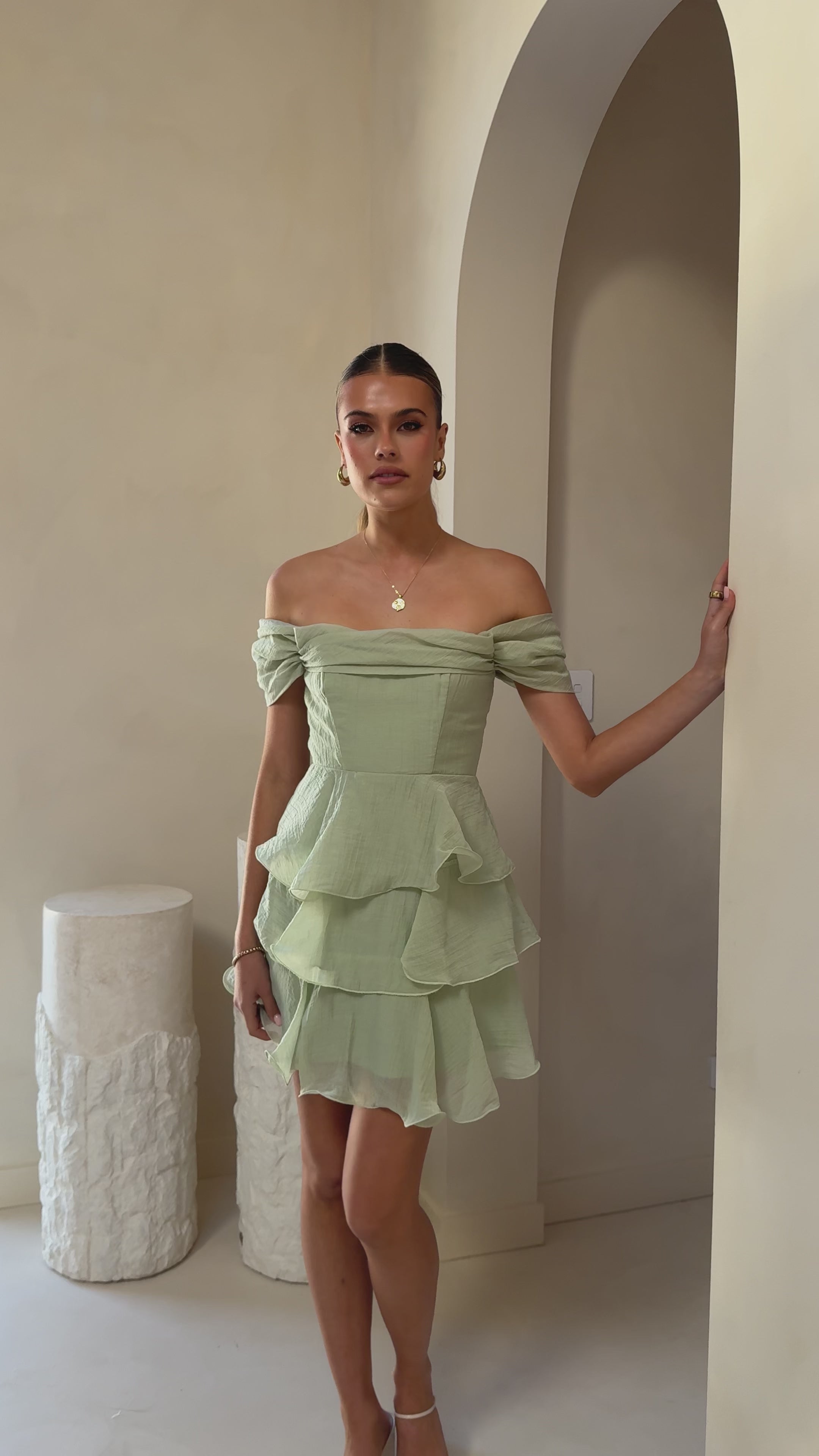 Load video: Lanelle Mini Dress - Sage - Billy J