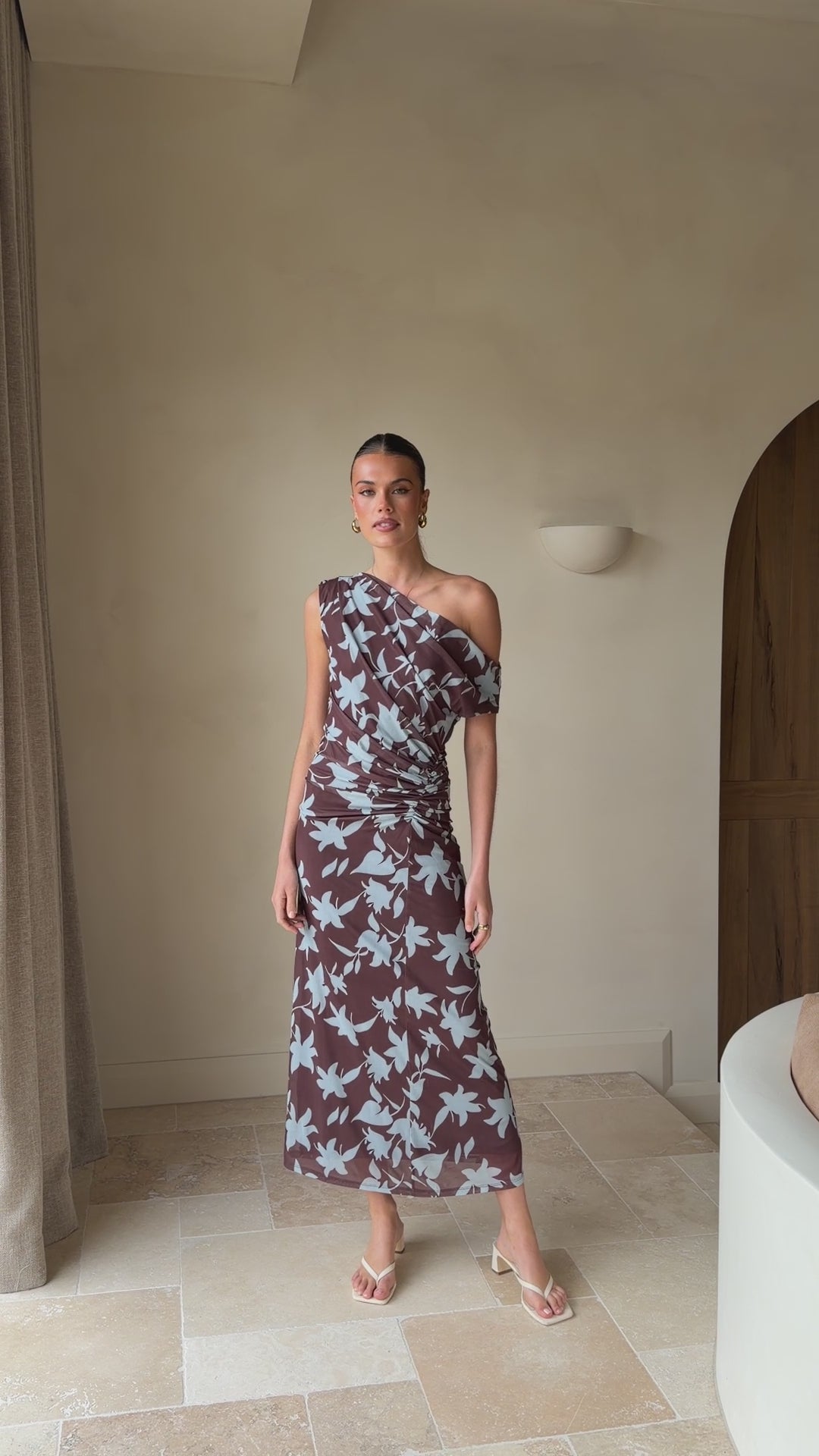 Nova Maxi Dress - Chocolate/Blue Print - Billy J