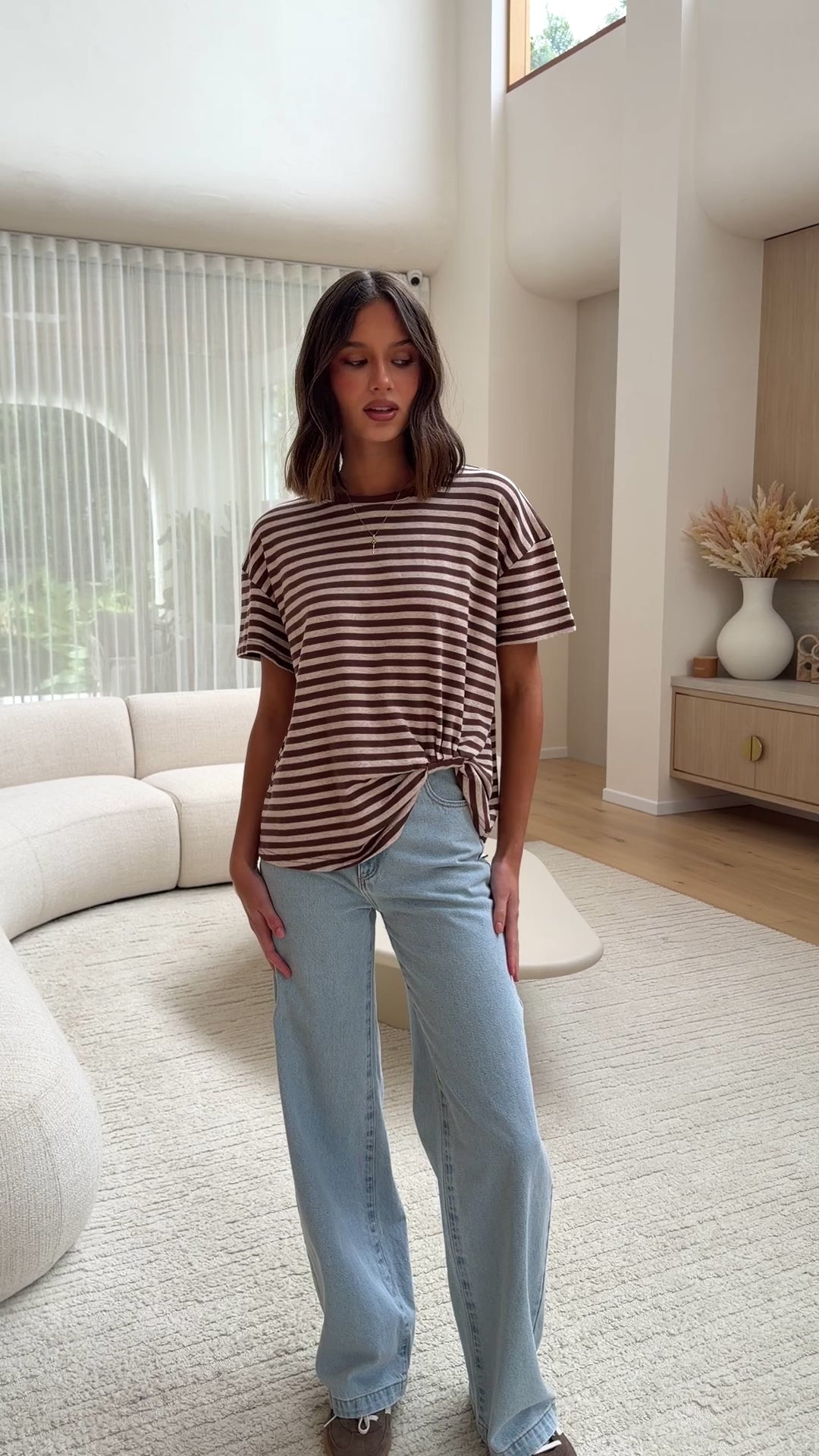 Clara Tee - Brown/Beige Stripe - Billy J