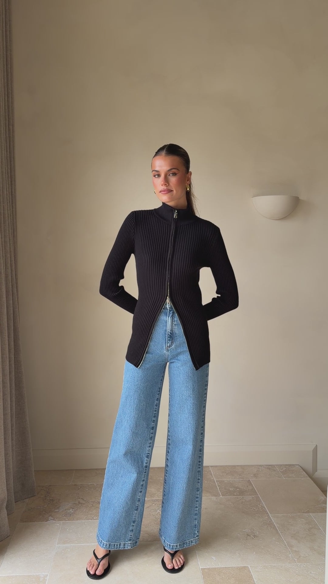 Cleo Long Sleeve Top - Black - Billy J