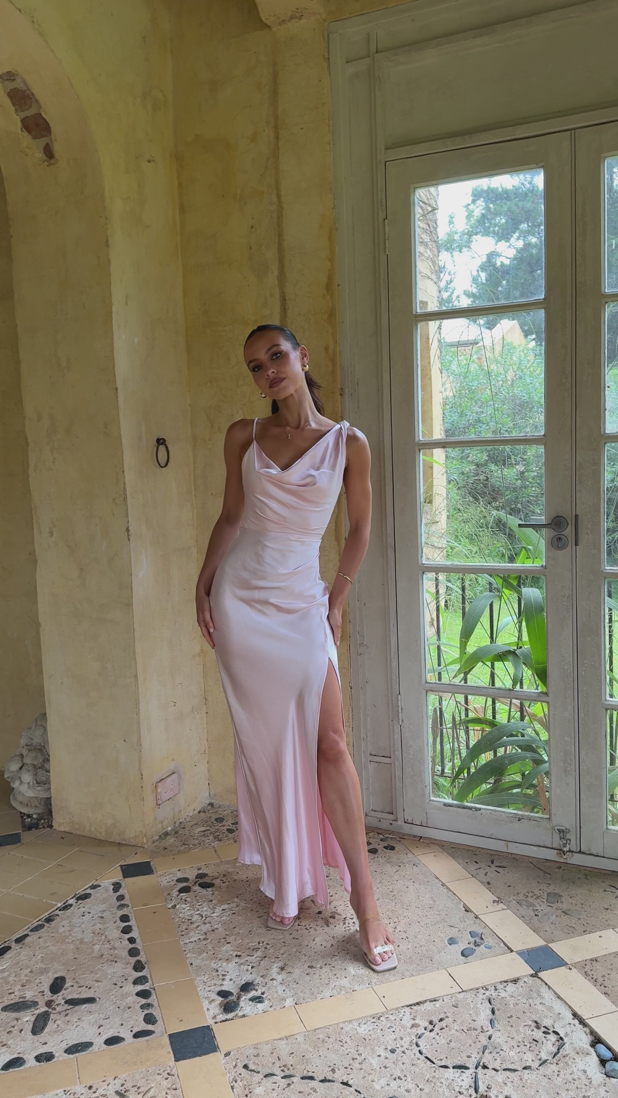 Load video: Iris Asymmetrical Maxi Dress - Pink - Billy J