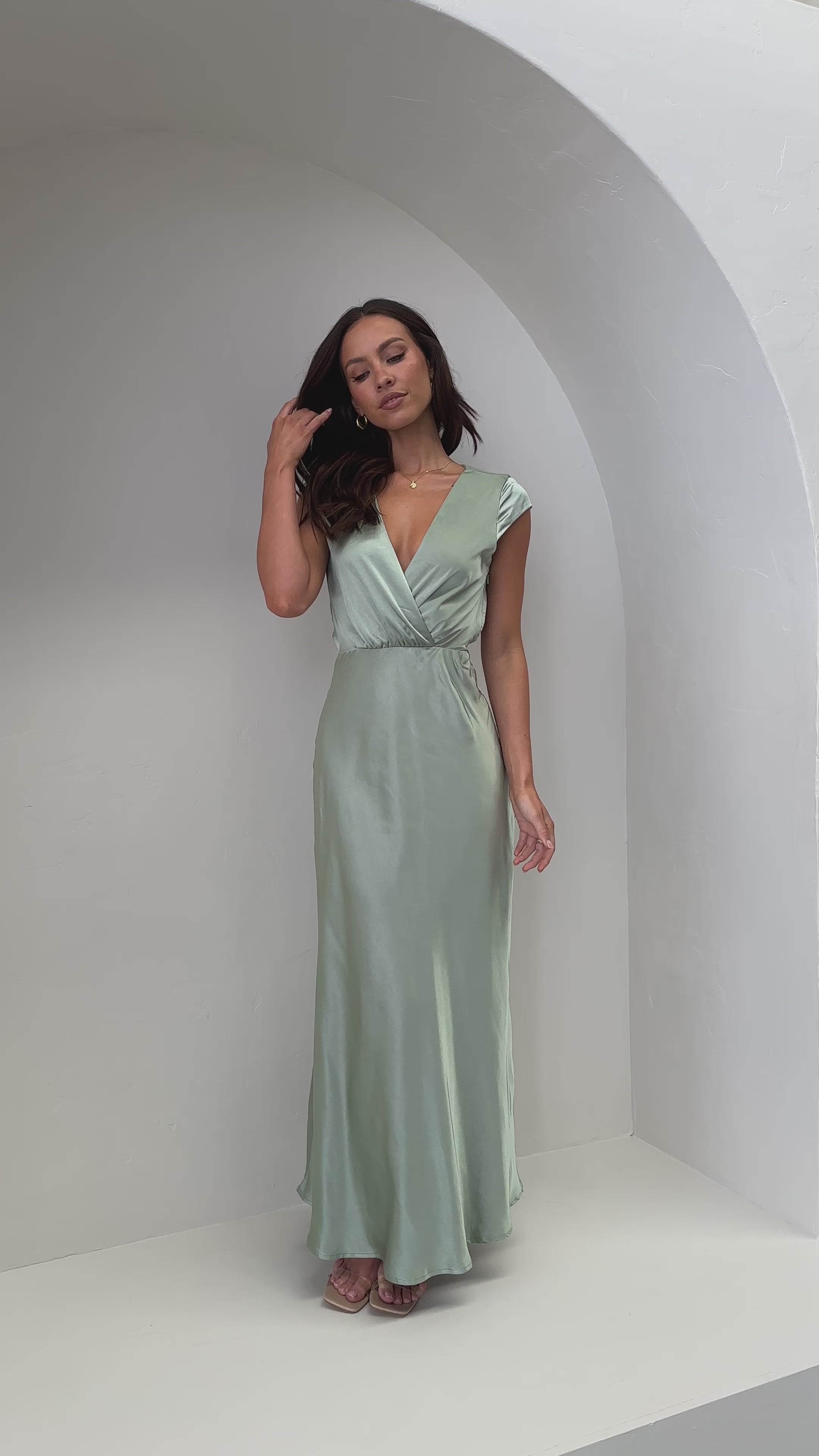 Load video: Selma Maxi Dress - Sage - Billy J