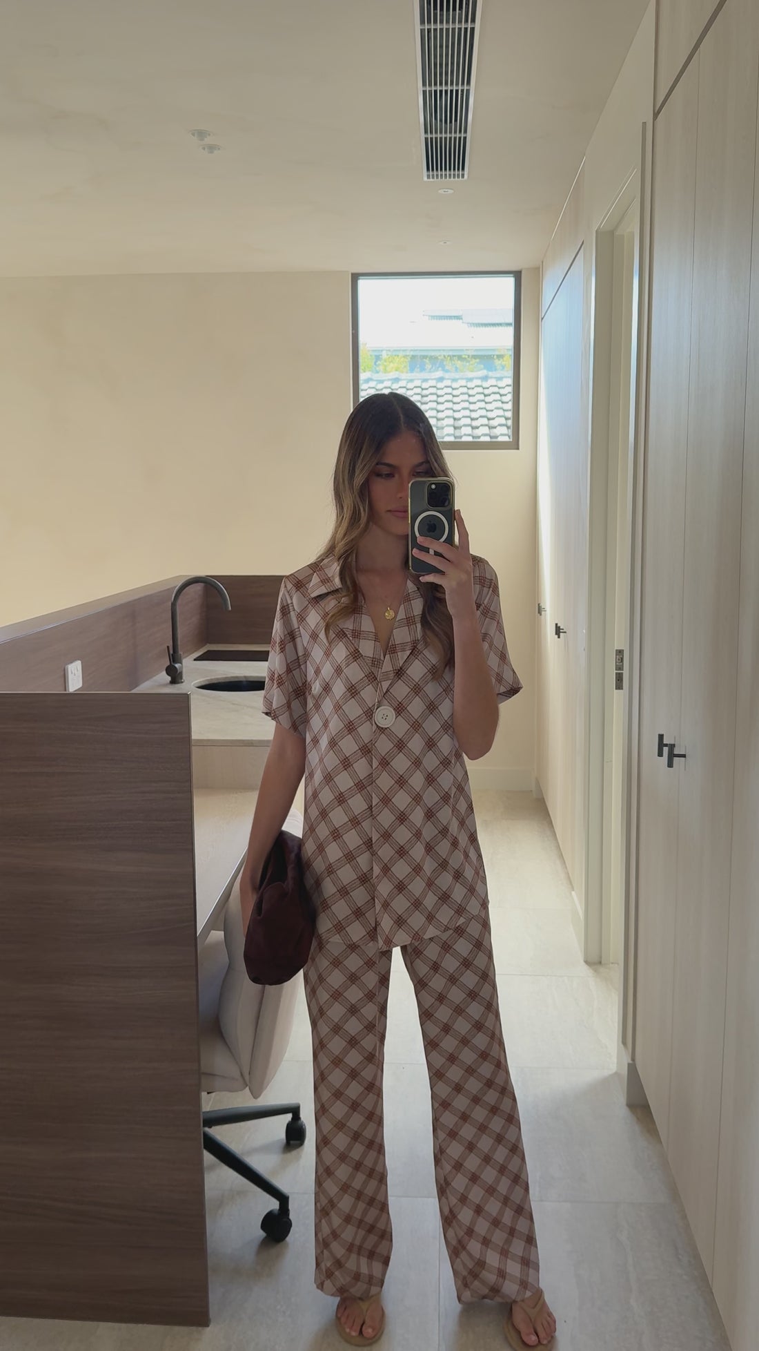 Imogen Button Shirt - Brown Plaid - Billy J