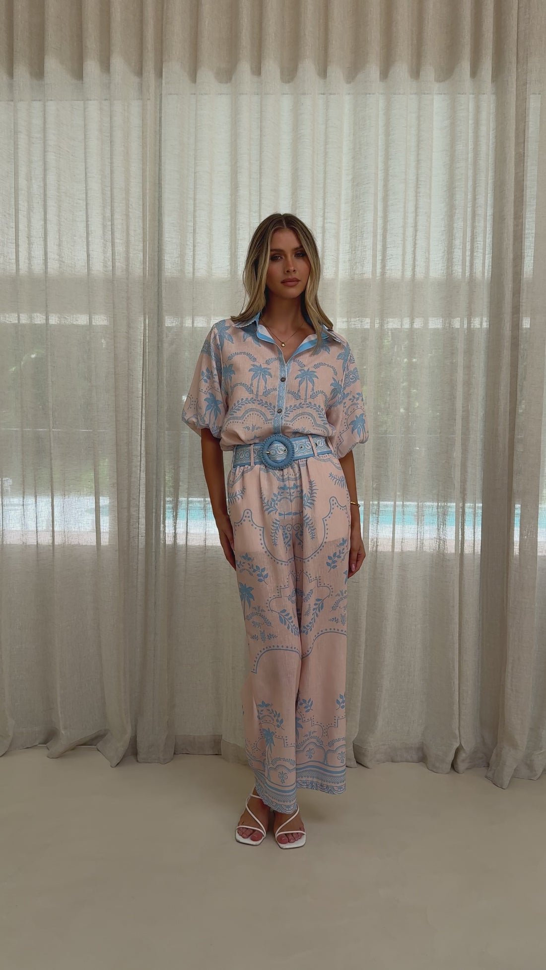 Xander Wide Leg Pants - Blue - Billy J
