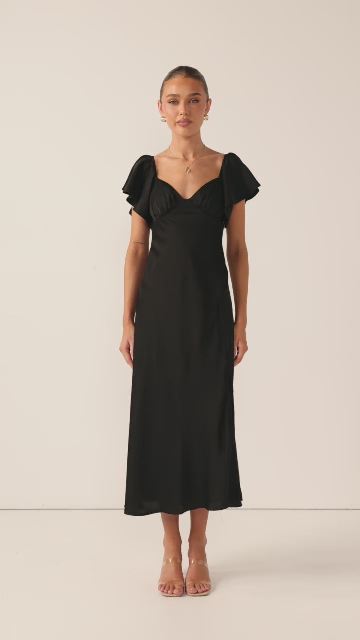 Load video: Louisa Midi Dress - Black