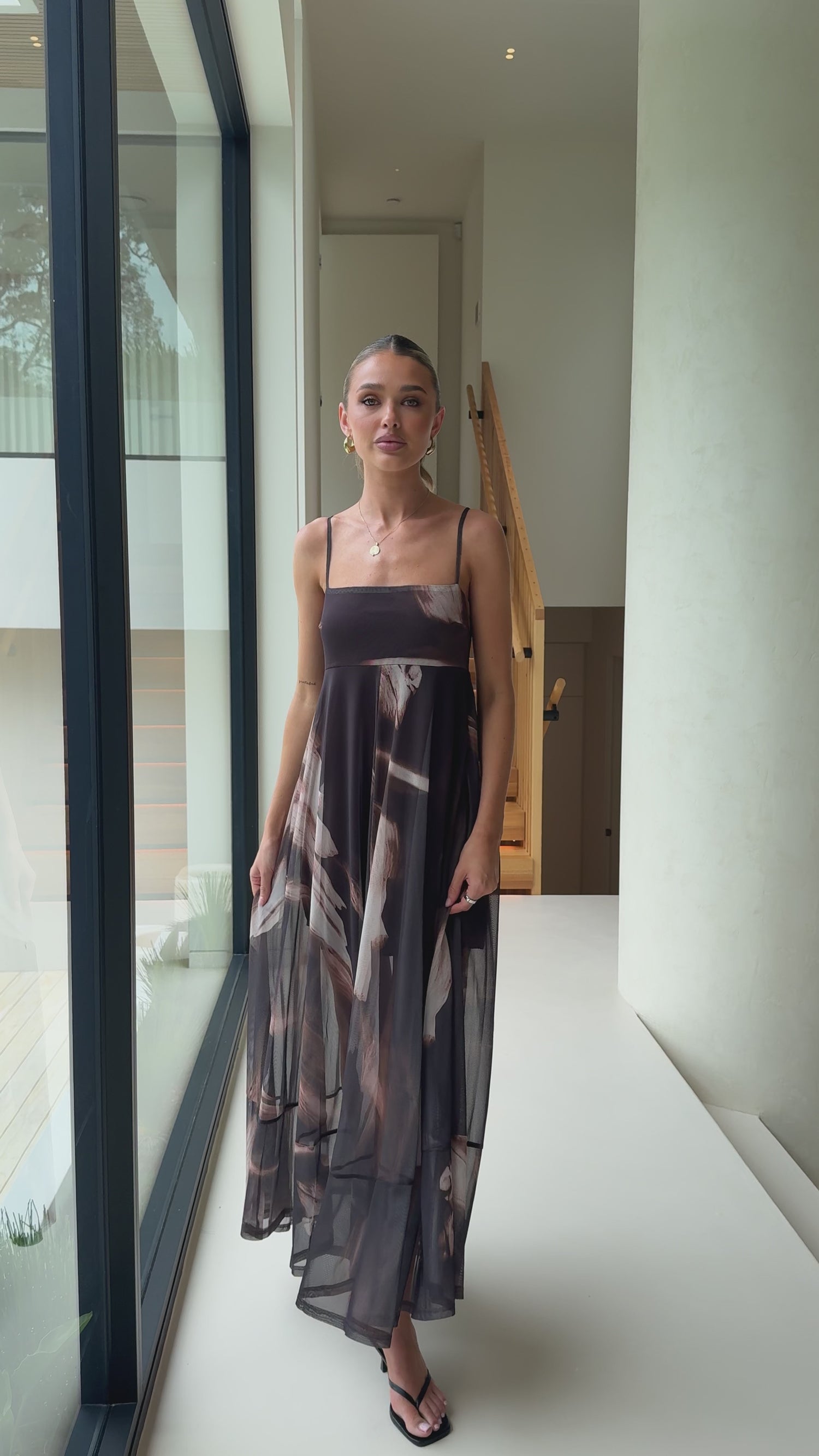 Melinda Sheer Maxi Dress - Cocoa Ochre - Billy J