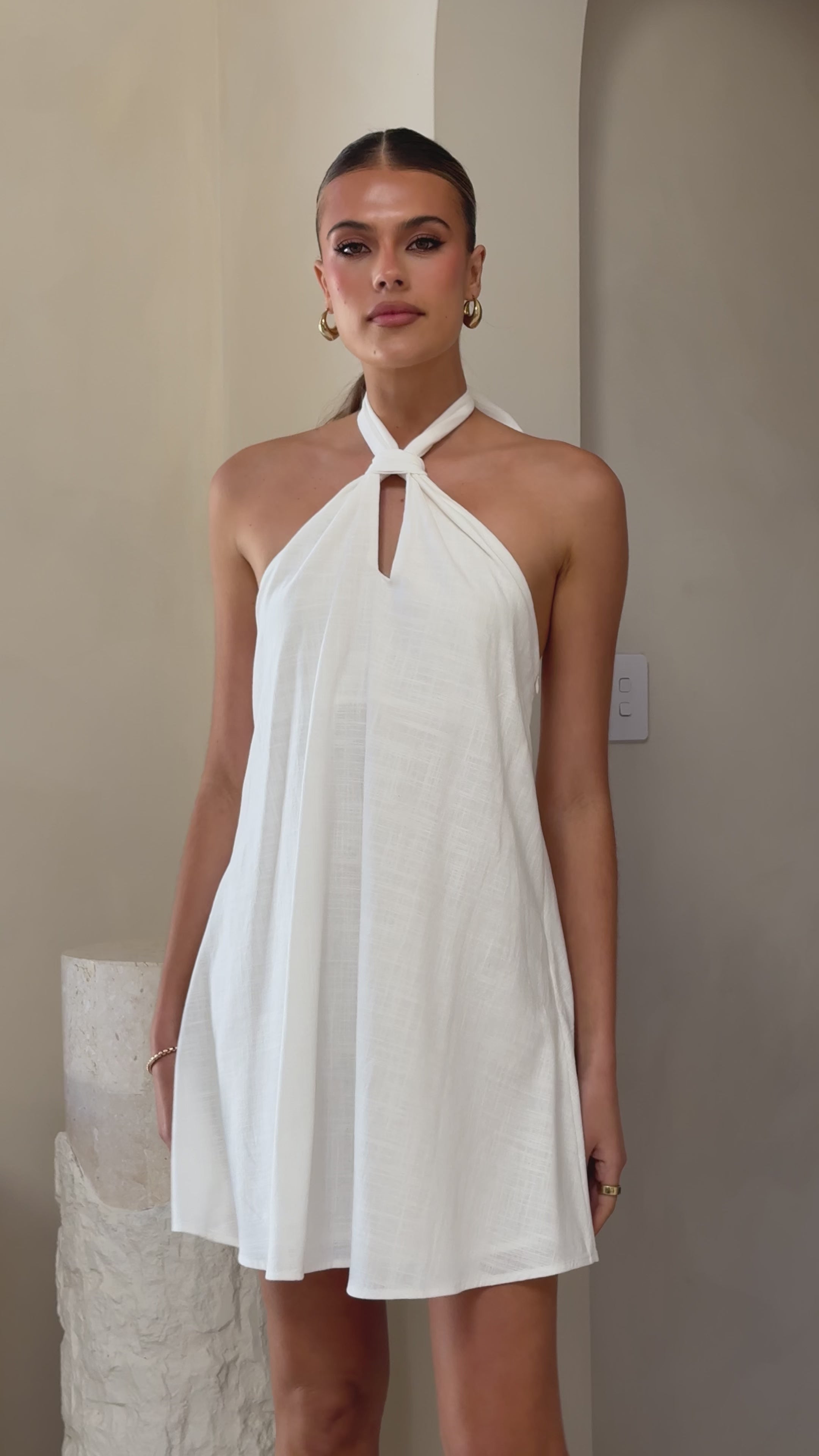 Load video: Maja Mini Dress - White - Billy J
