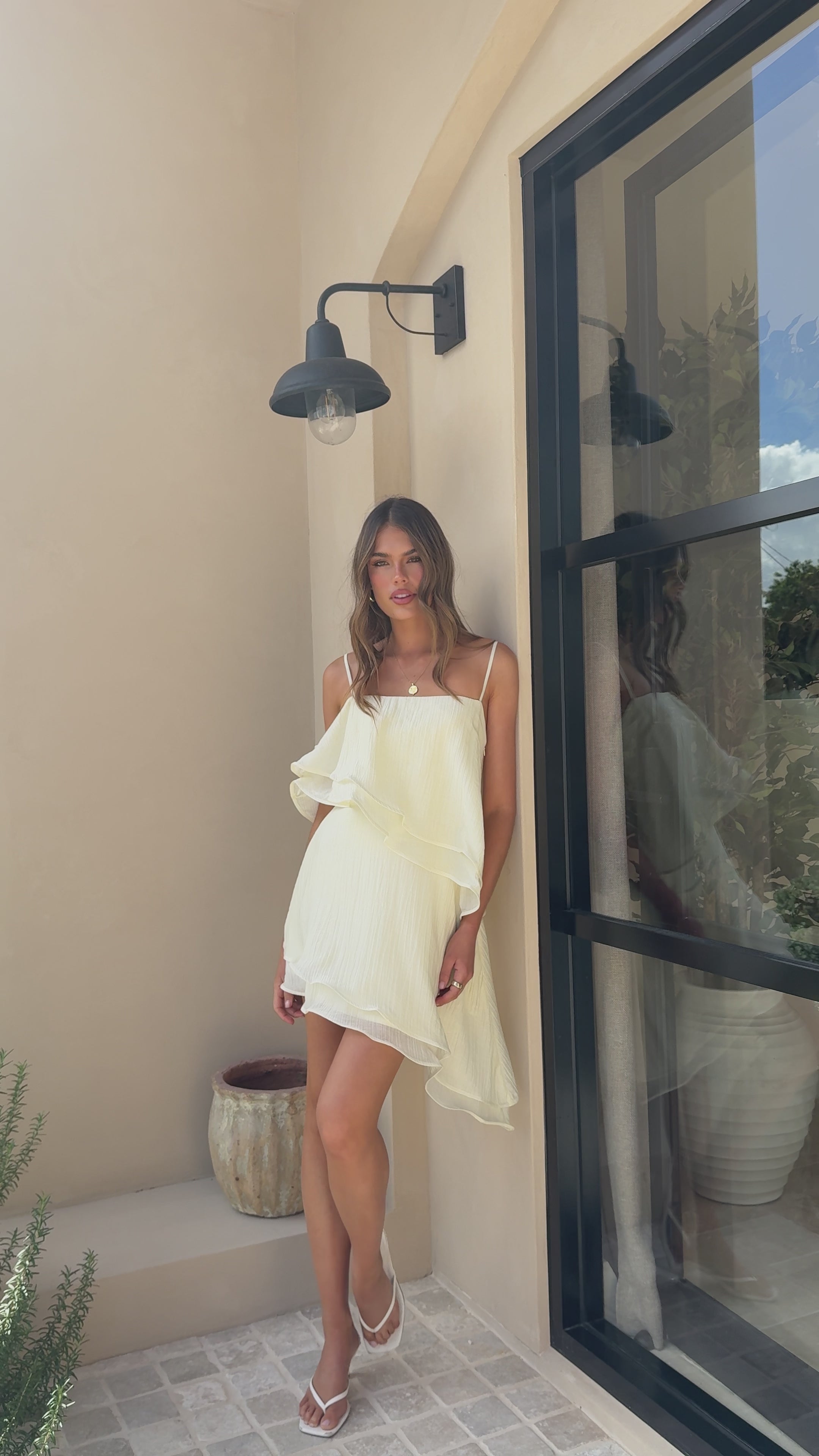 Load video: Elain Mini Dress - Cream - Billy J
