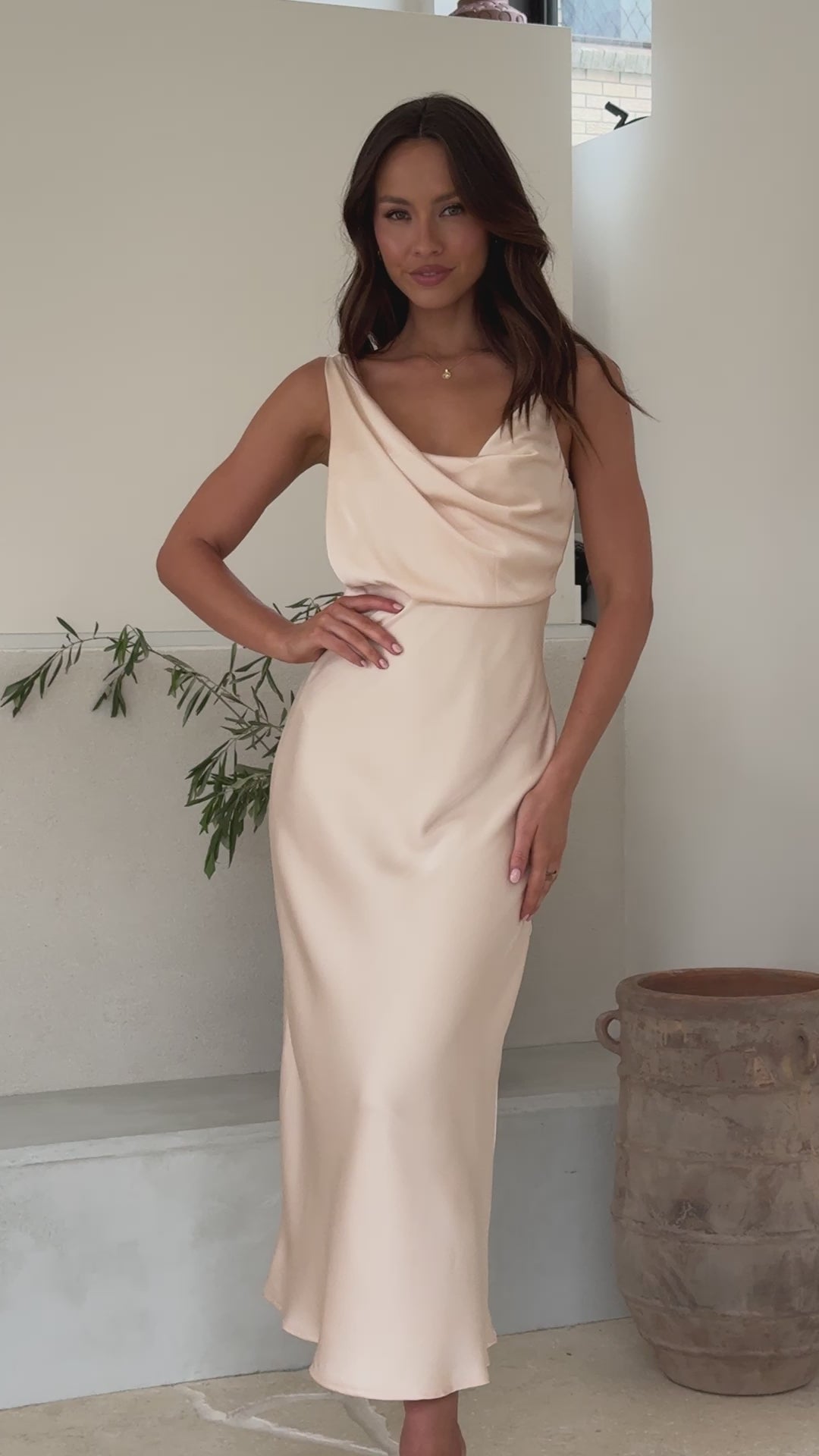 Load video: Audrey Maxi Dress - Soft Gold - Billy J