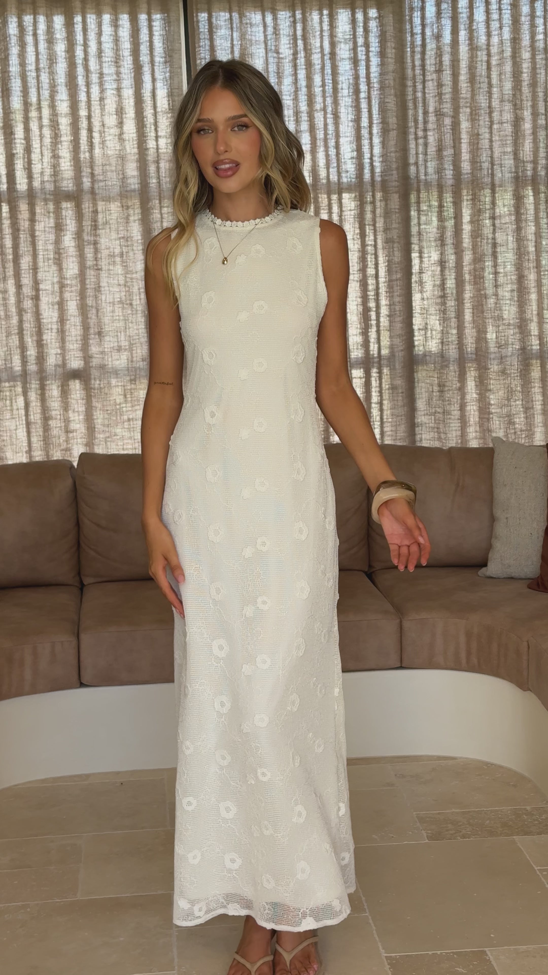 Load video: Macie Maxi Dress - Cream - Billy J