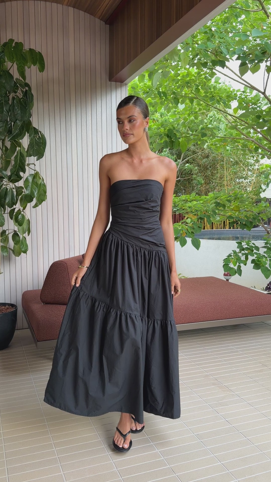 Load video: Lola Maxi Dress - Black - Billy J