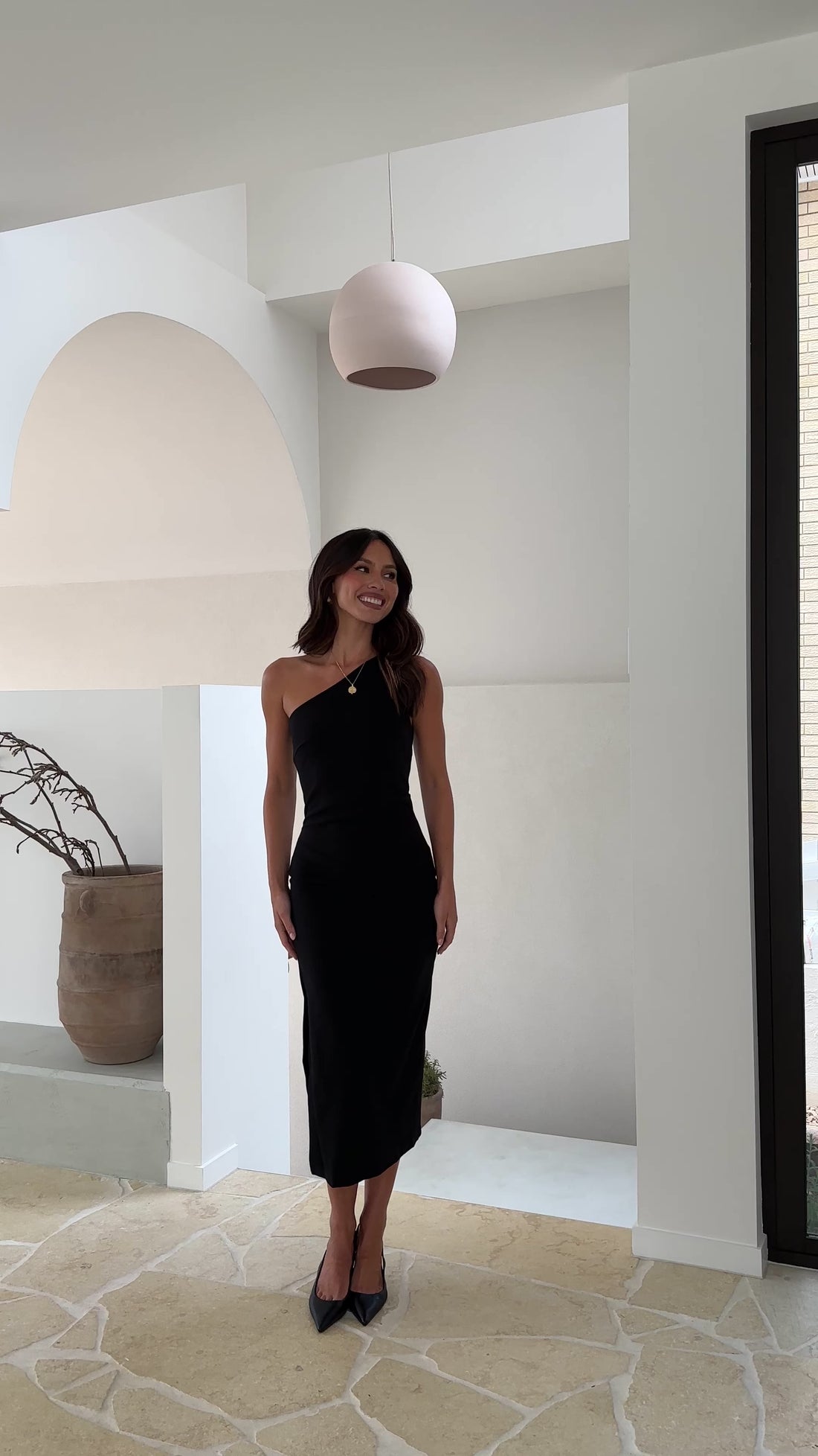 Alaina Midi Dress - Black - Billy J