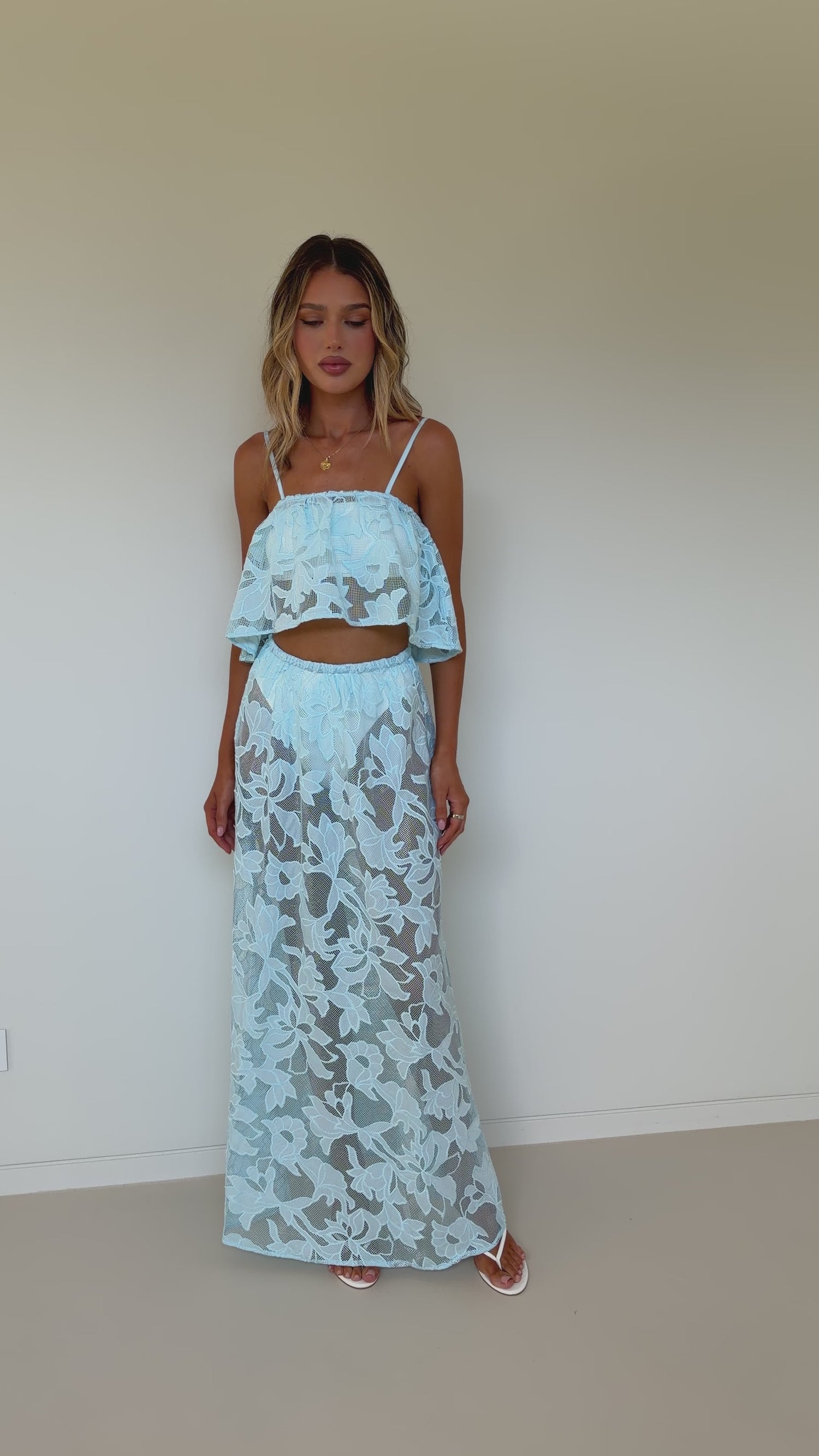 Stella Crop Top - Blue Bloom Lace - Billy J