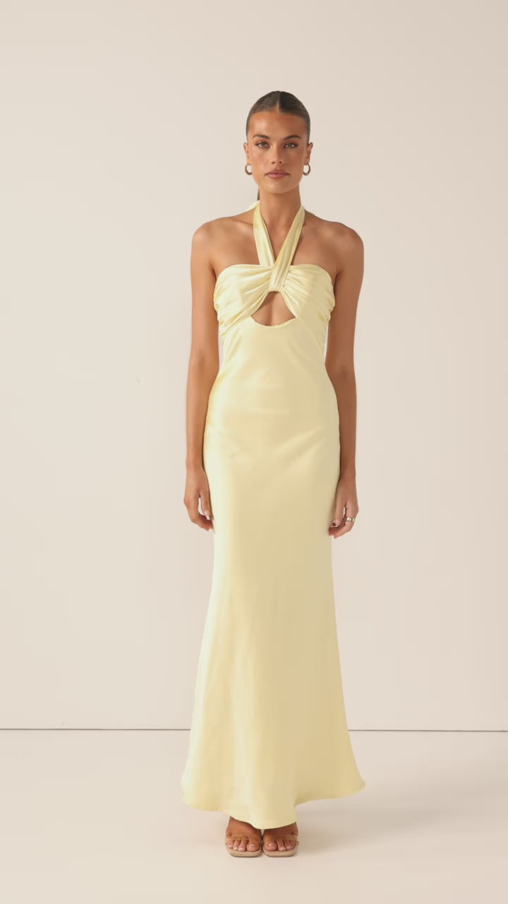Grace Halter Maxi Dress - Yellow - Billy J