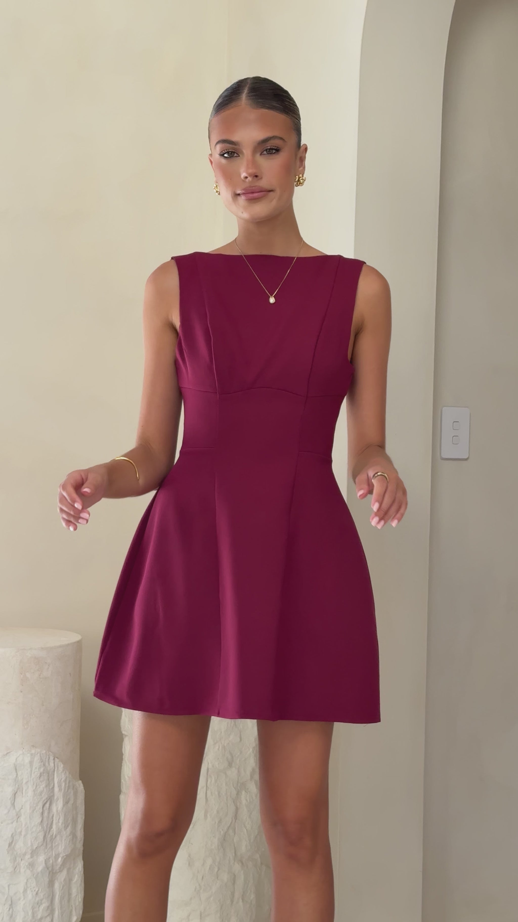 Rafiki Mini Dress - Wine - Billy J