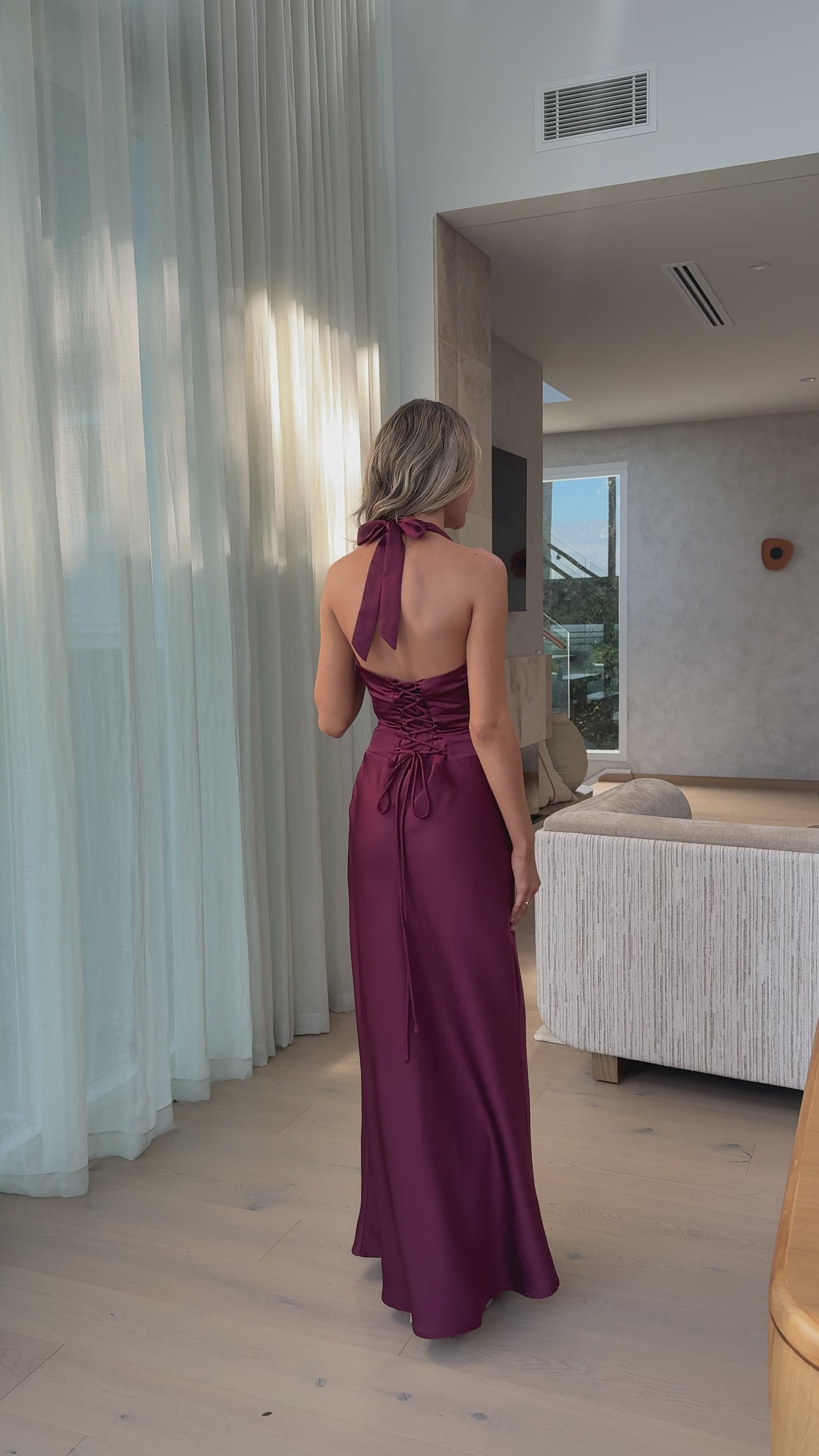 Load video: Odessa Maxi Dress - Wine - Billy J