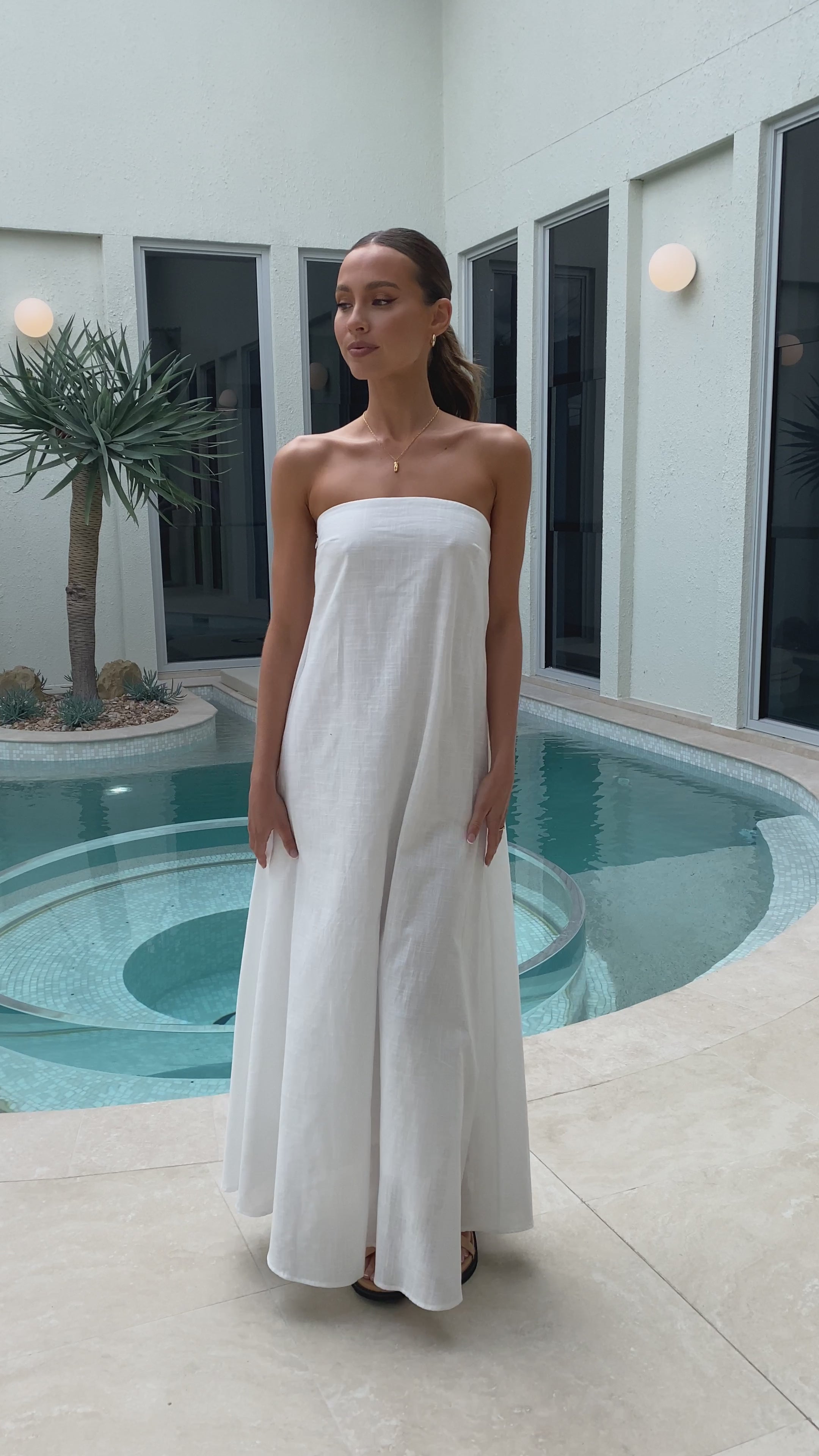 Load video: Connie Maxi Dress - White - Billy J