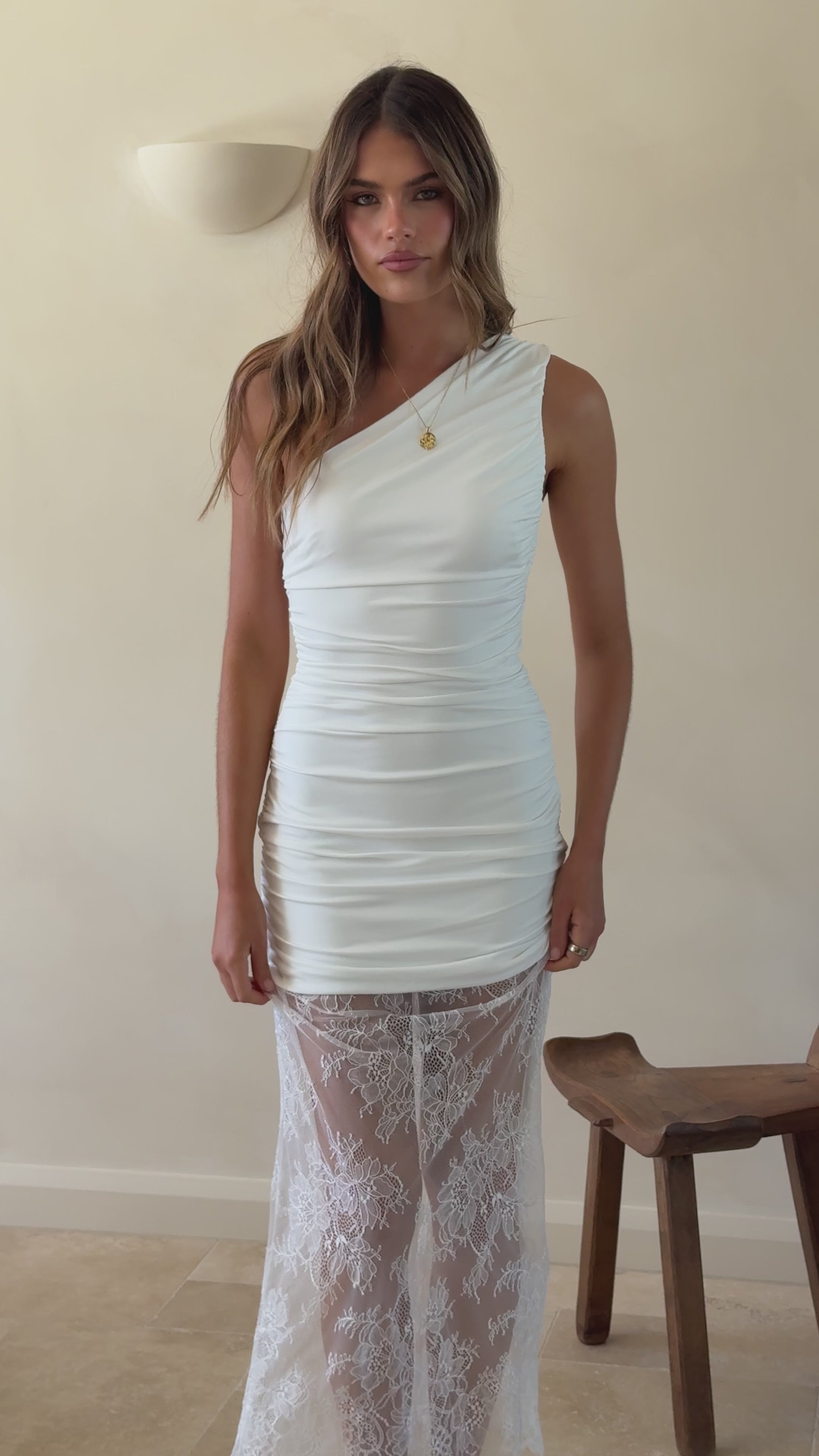 Load video: Estella Maxi Dress - White - Billy J