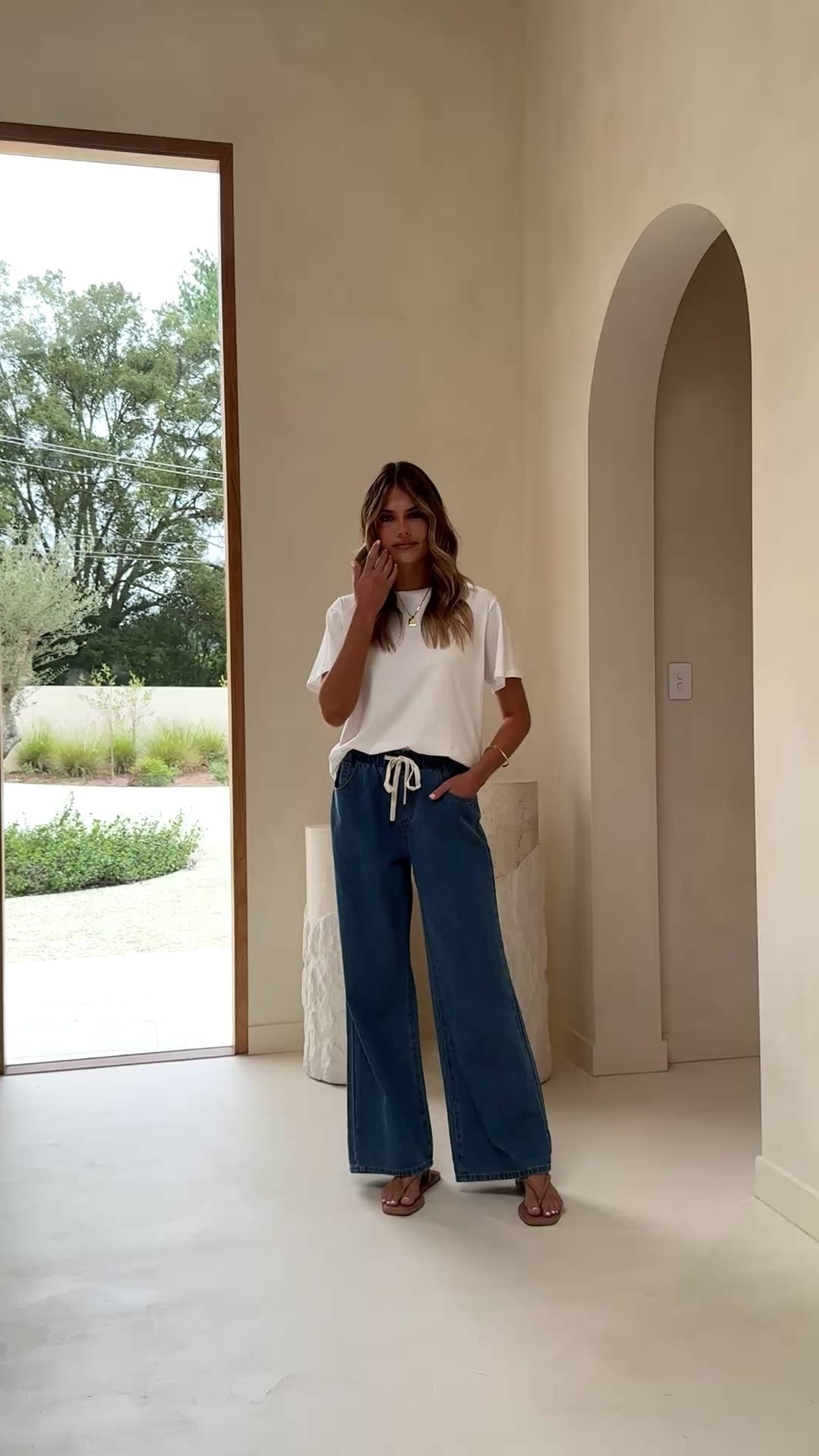 Load video: Elandra Wide Leg Pants - Dark Denim - Billy J