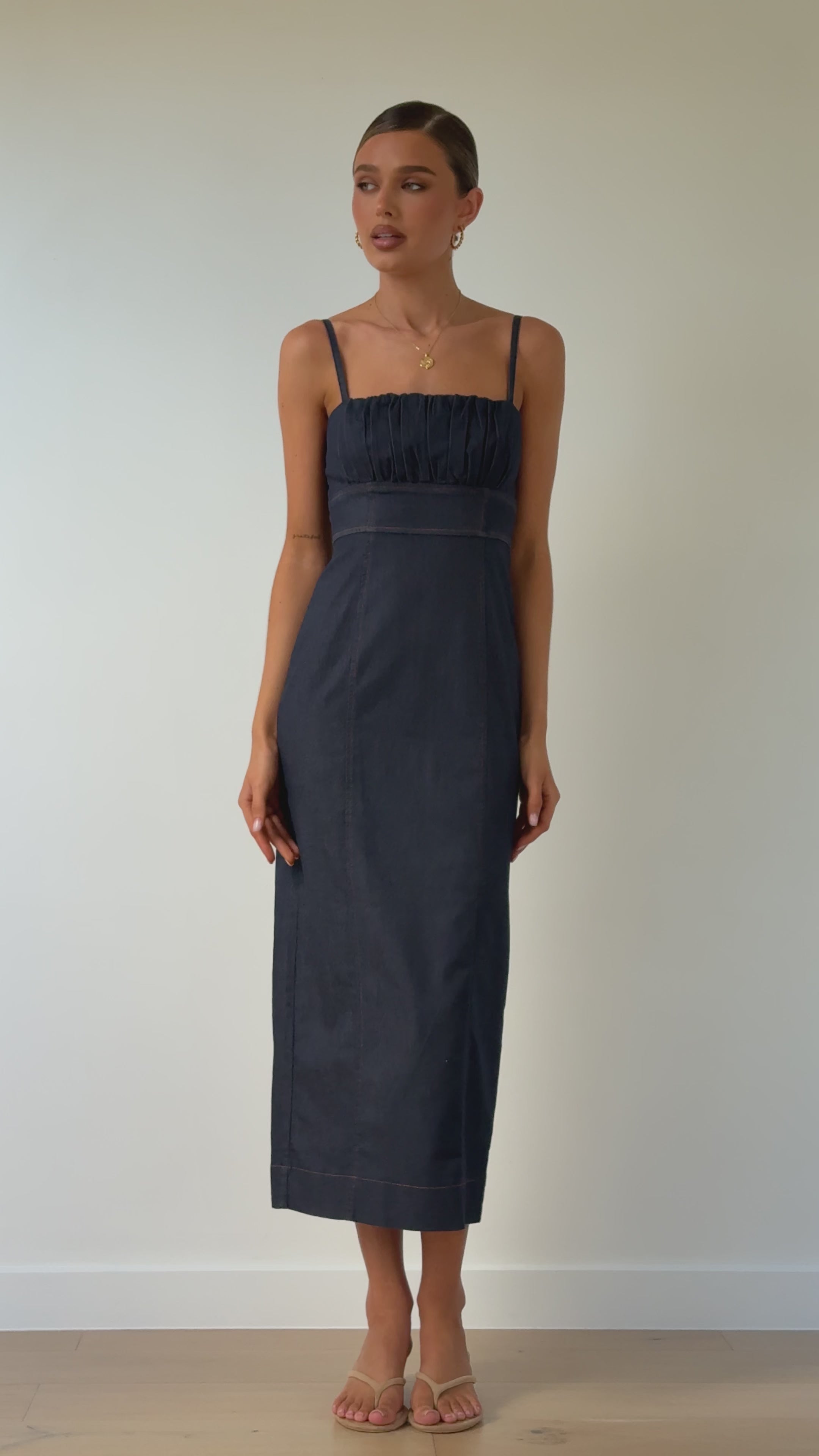 Load video: Kiara Maxi Dress - Indigo - Billy J