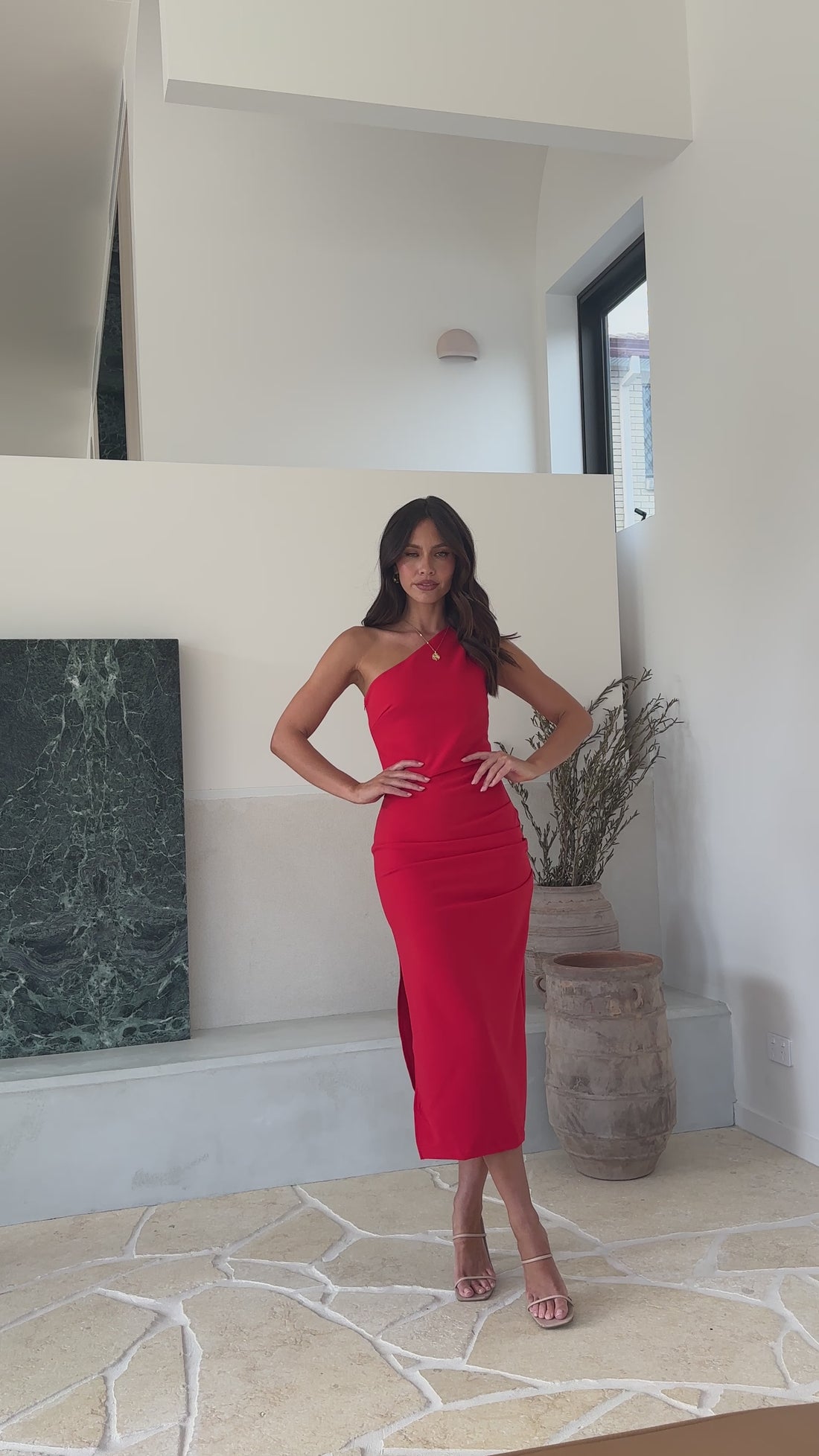 Alaina Midi Dress - Red - Billy J