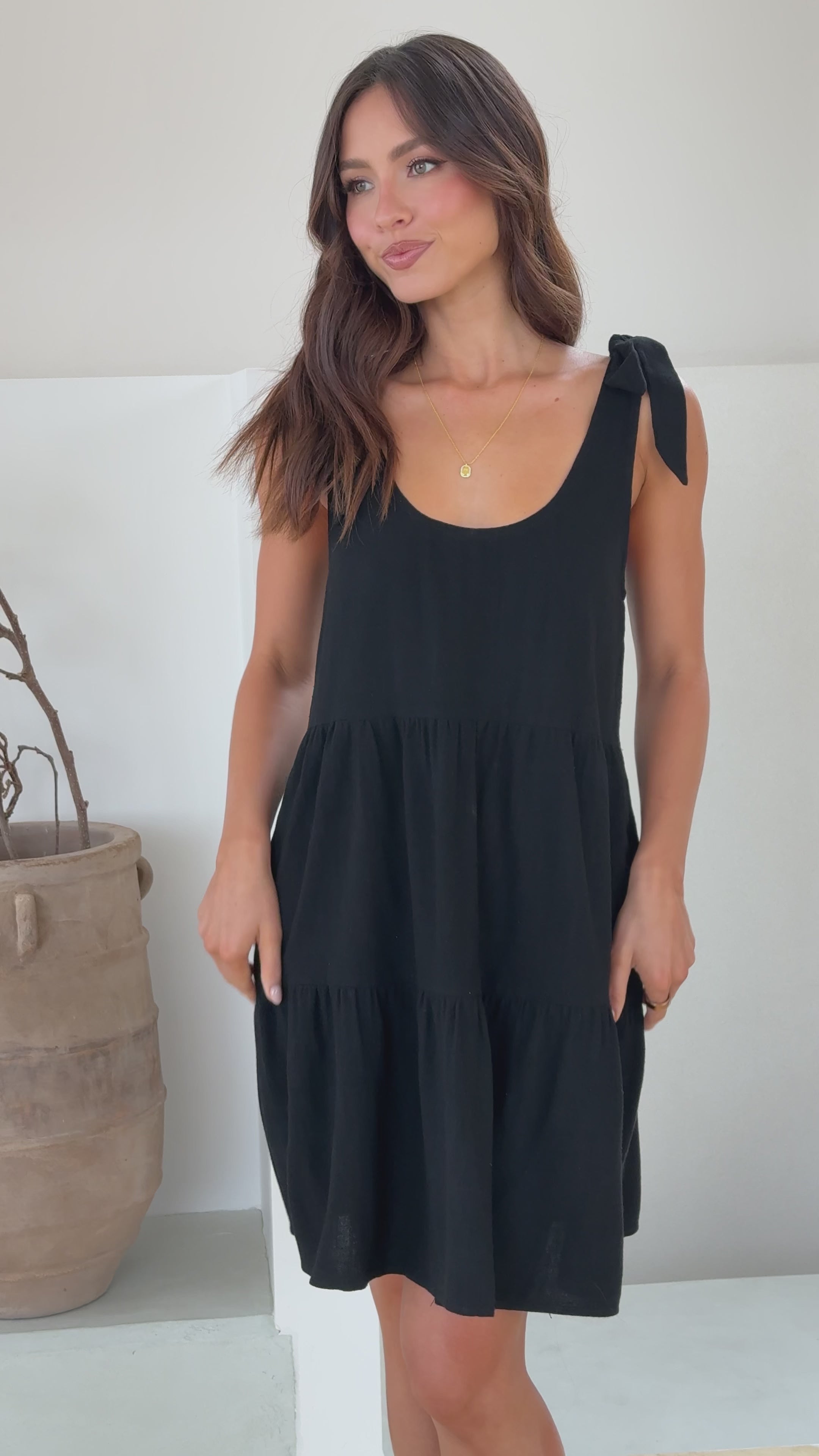 Load video: Adina Mini Dress - Black - Billy J