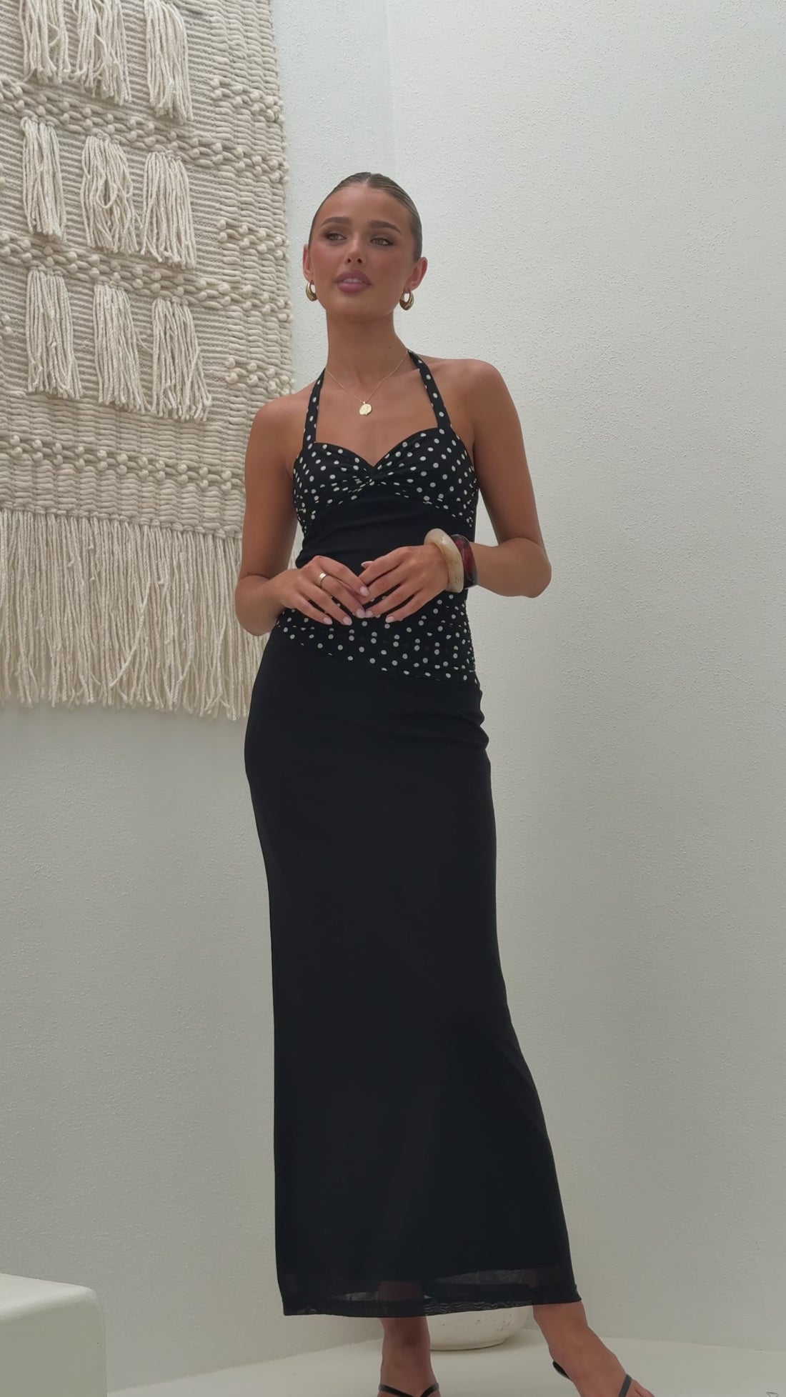 Nelly Maxi Dress - Black/White Polka - Billy J