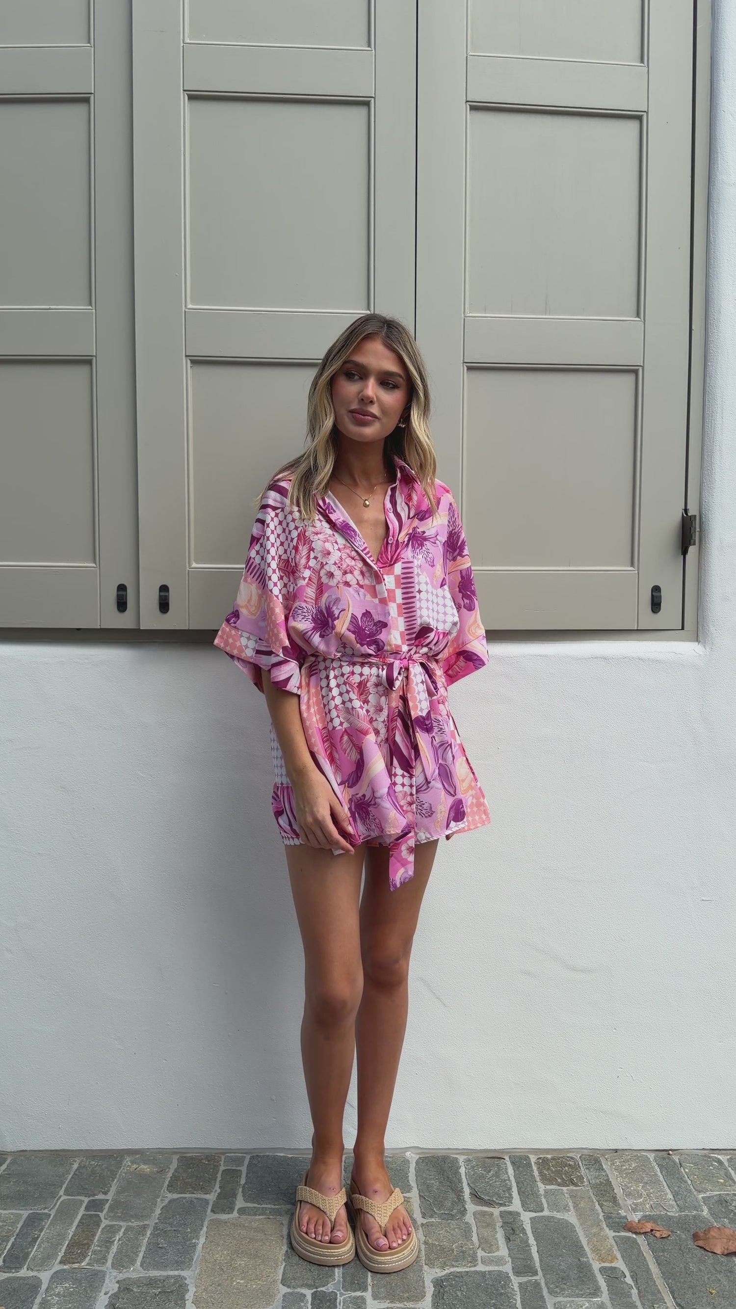 Farrah Playsuit - Pink Abstract - Billy J