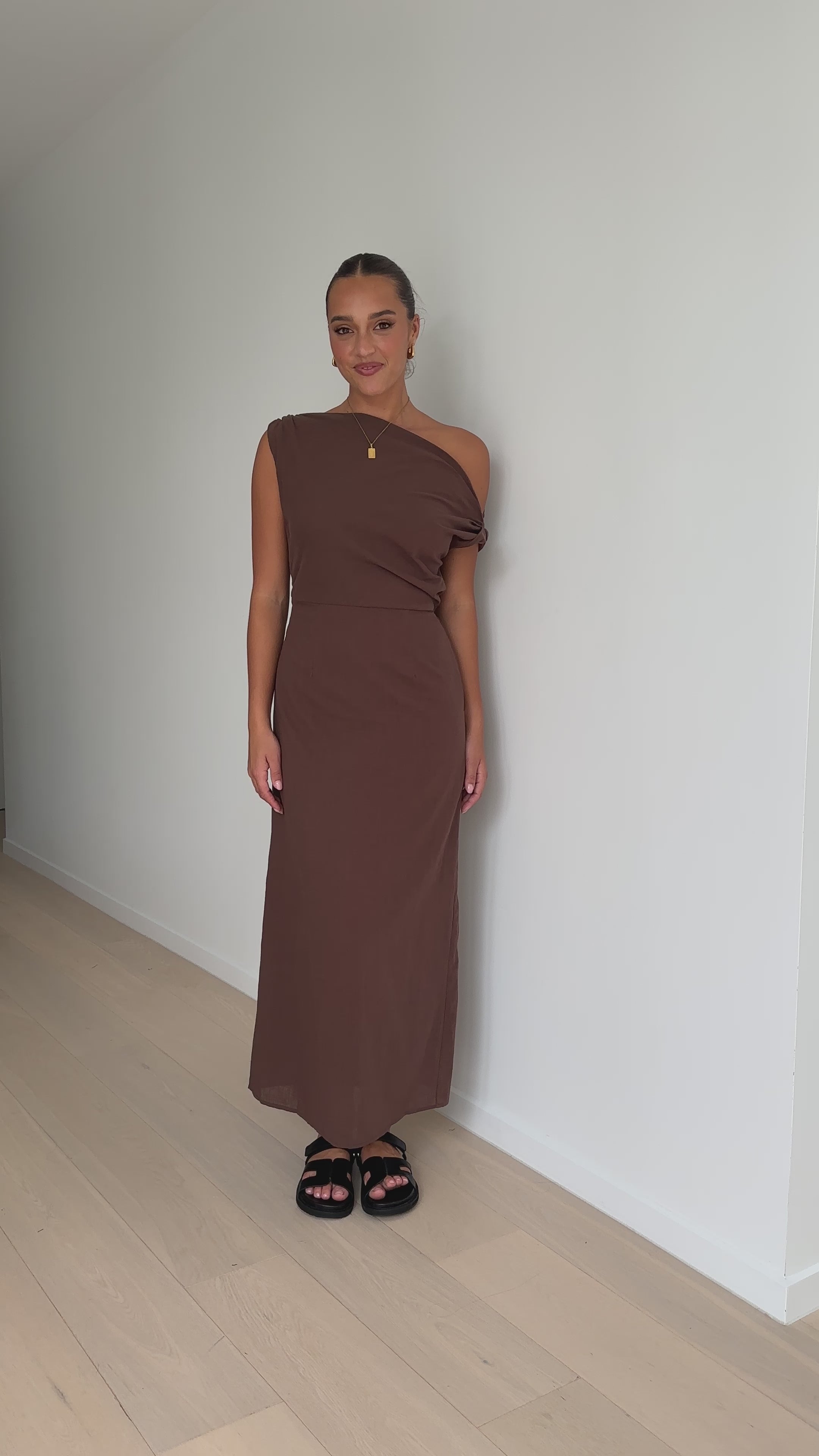 Load video: Luci Maxi Dress - Brown - Billy J