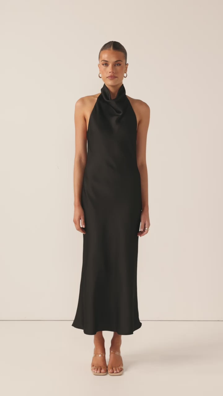 Load video: Rina Midi Dress - Black - Billy J