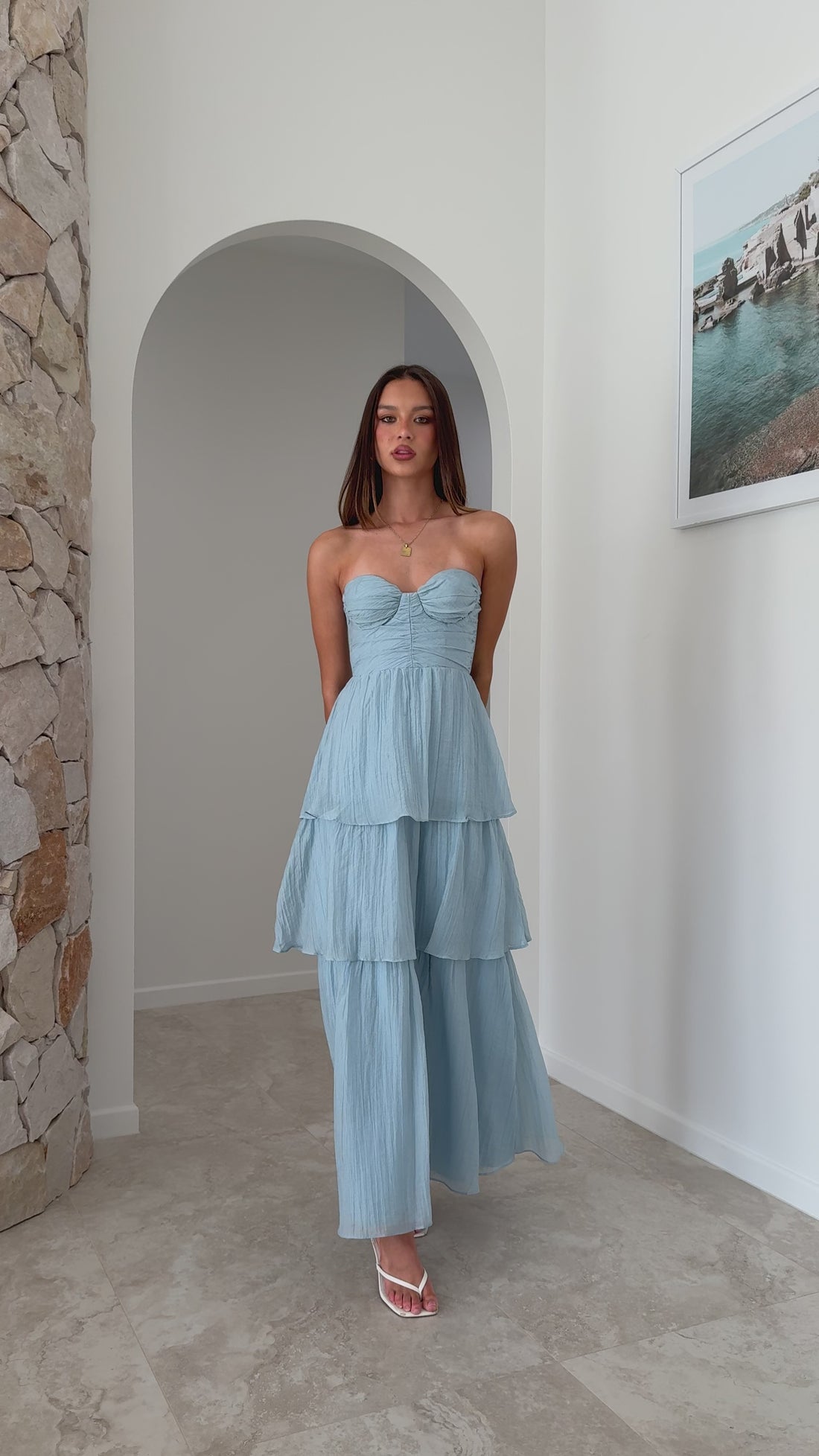 Florence Strapless Maxi Dress - Blue - Billy J