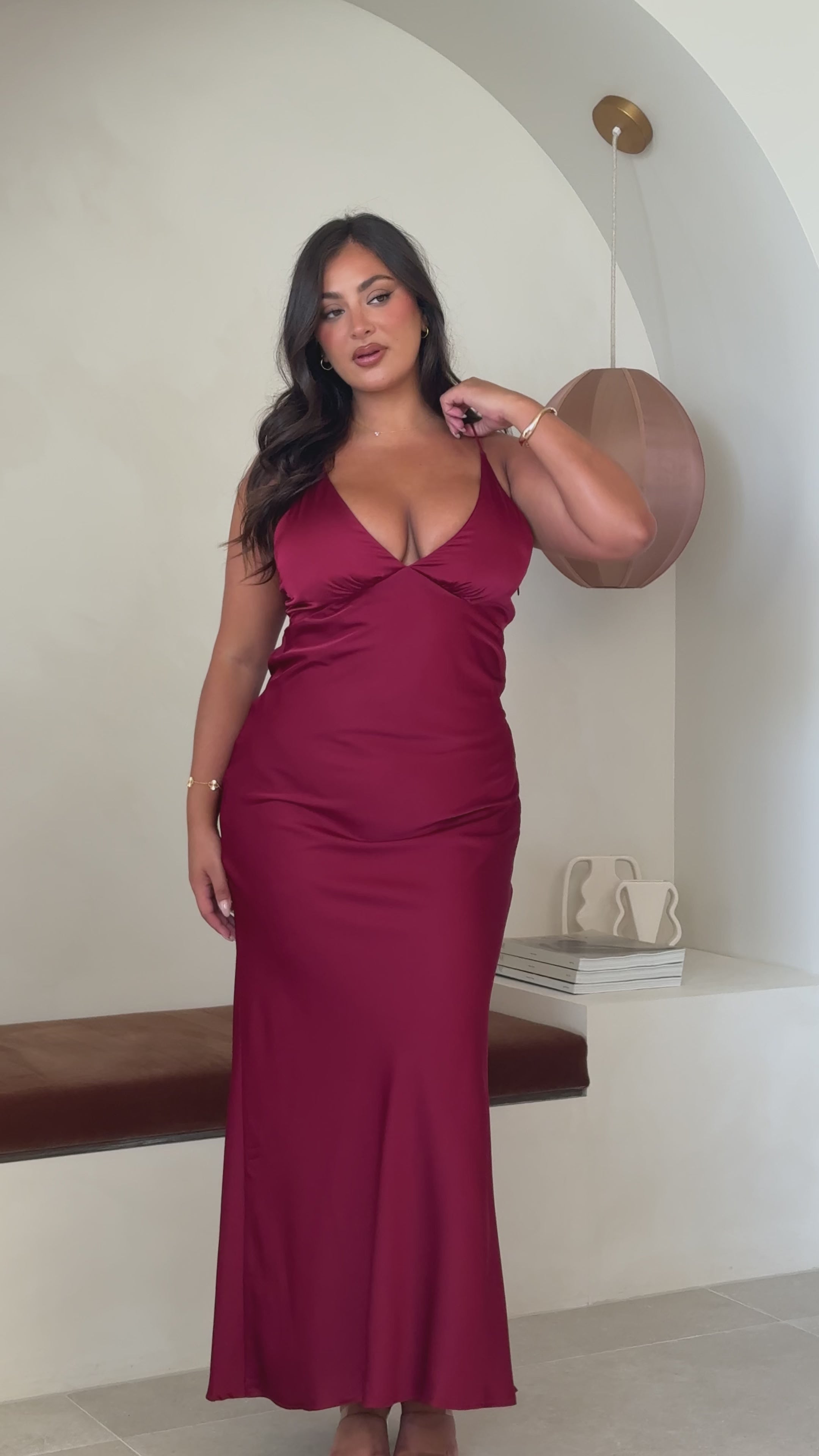 Load video: Ziah Maxi Dress - Wine - Billy J