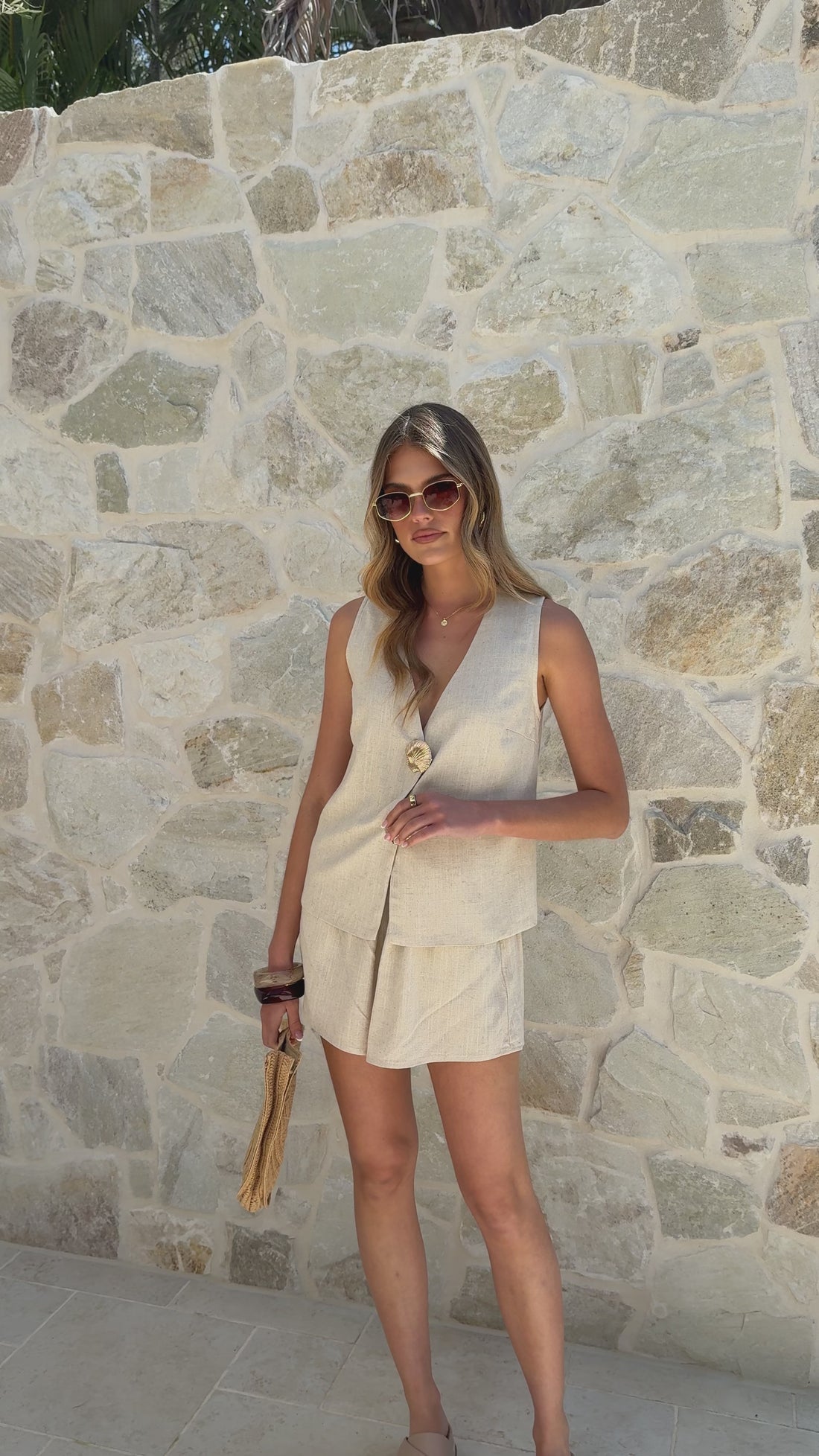 Elle Vest and Shorts Set - Oatmeal - Billy J