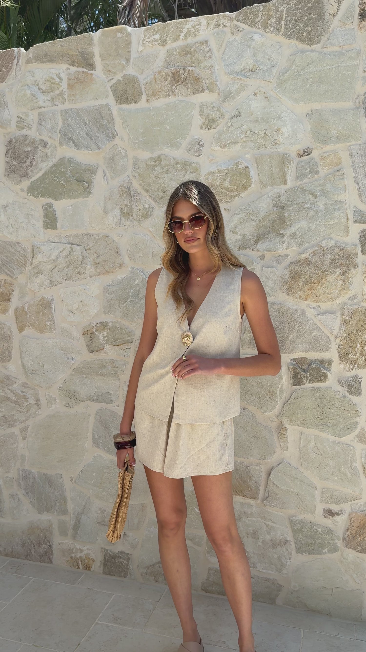 Elle Vest and Shorts Set - Oatmeal - Billy J
