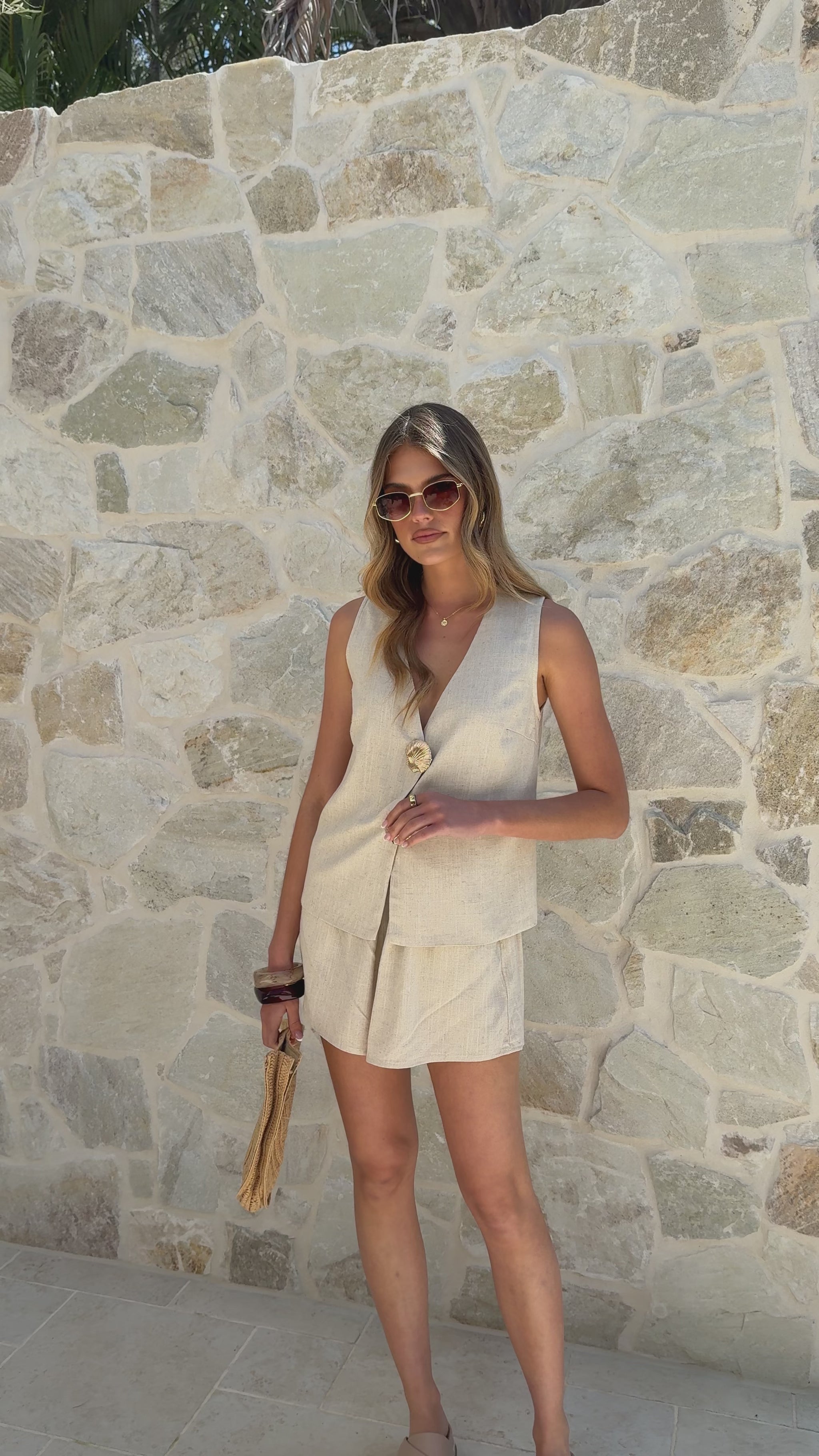 Elle Vest and Shorts Set - Oatmeal - Billy J