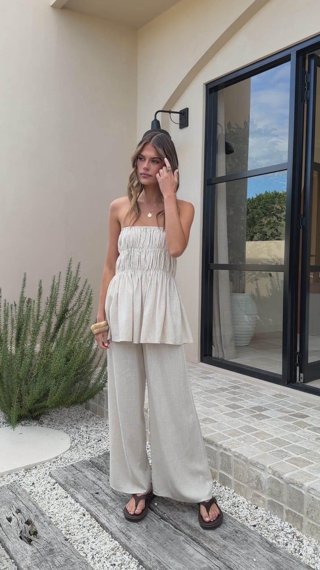 Maison Strapless Top & Pants Set - Oat - Billy J