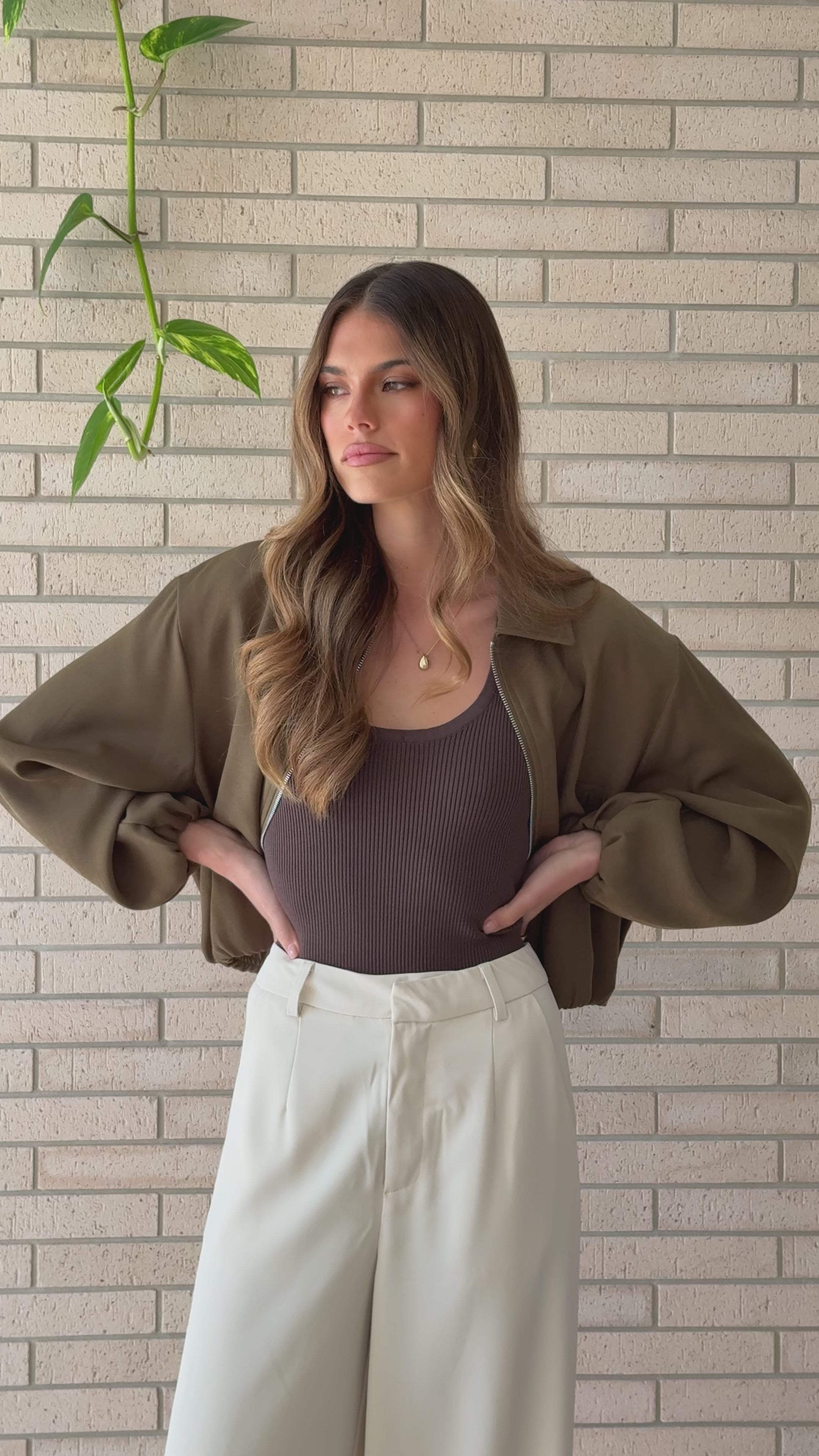 Load video: Brax Bomber Jacket - Khaki - Billy J