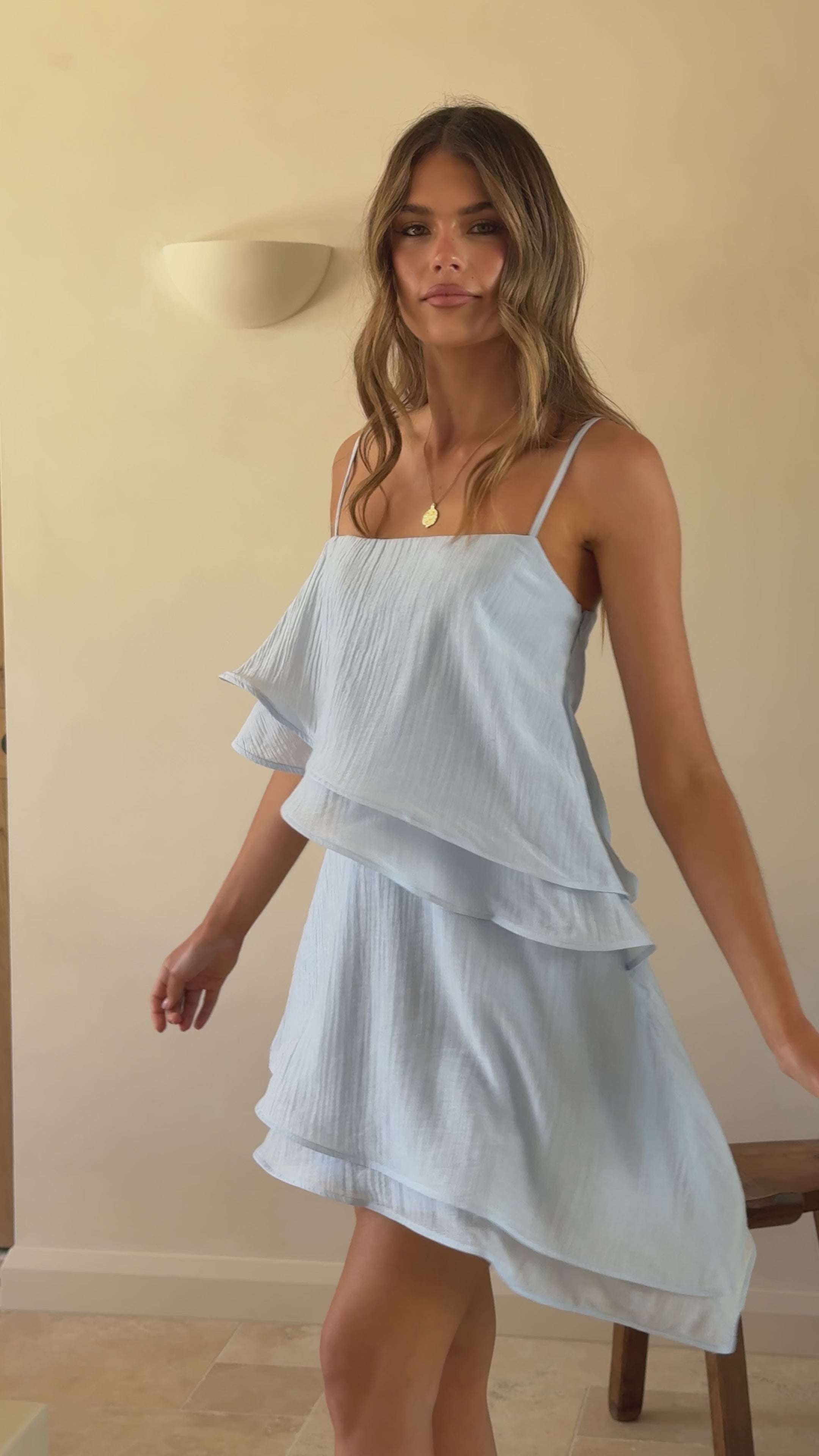 Load video: Elain Mini Dress - Blue - Billy J