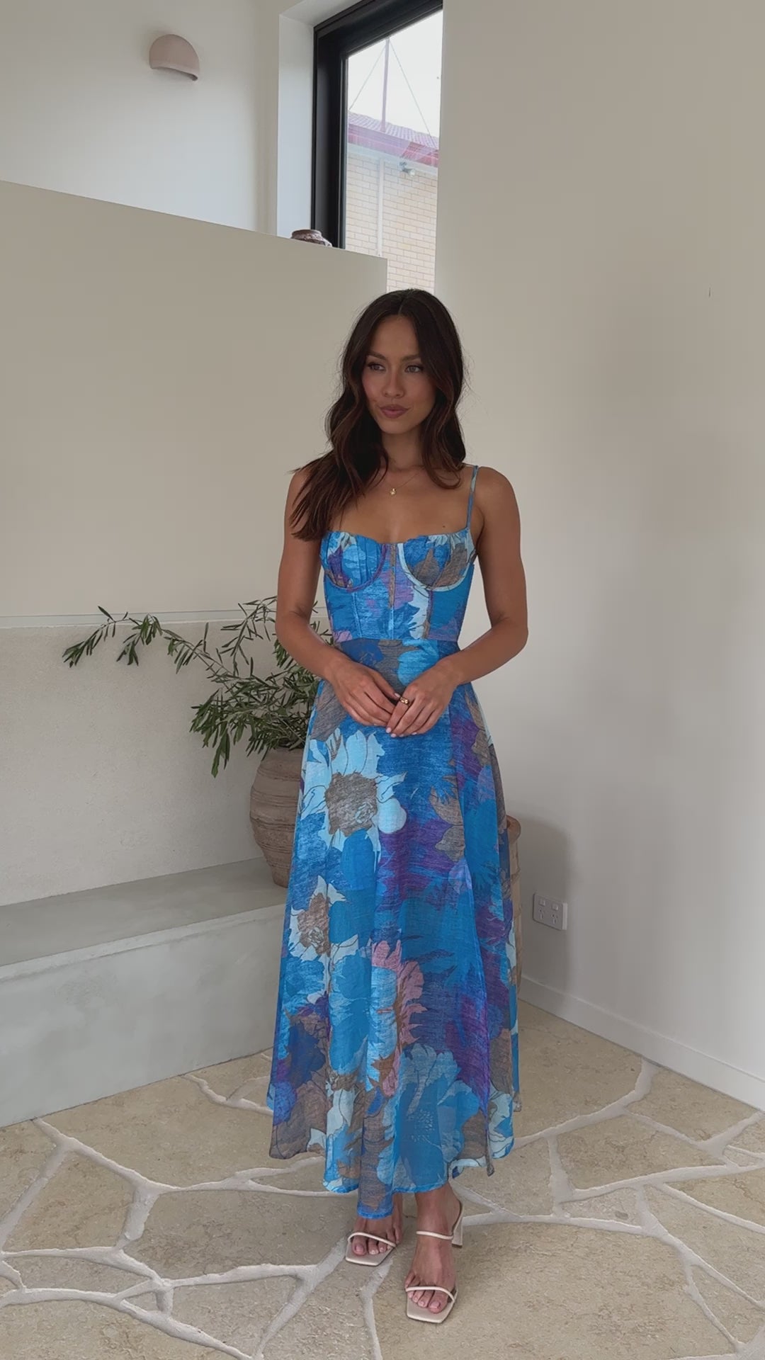 Load video: Rahima Maxi Dress - Blue Floral - Billy J